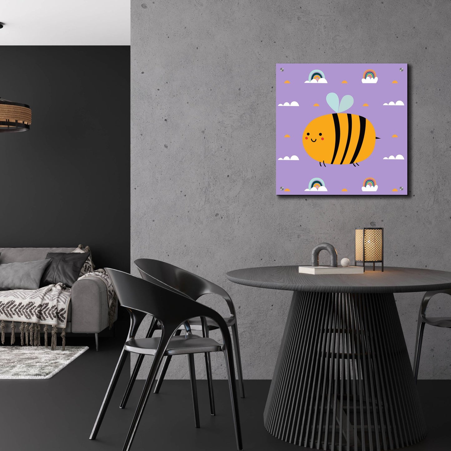 Epic Art 'Cute Bee' by Epic Portfolio, Acrylic Glass Wall Art,24x24