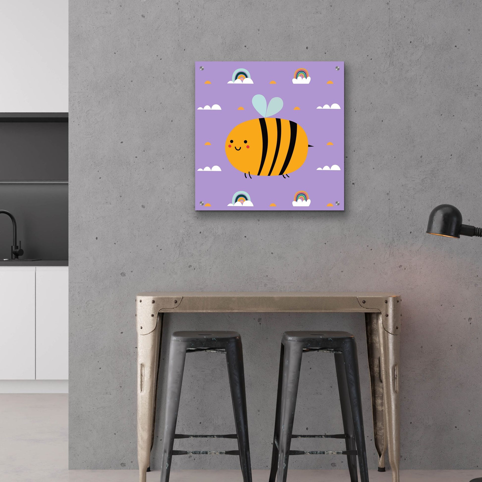 Epic Art 'Cute Bee' by Epic Portfolio, Acrylic Glass Wall Art,24x24