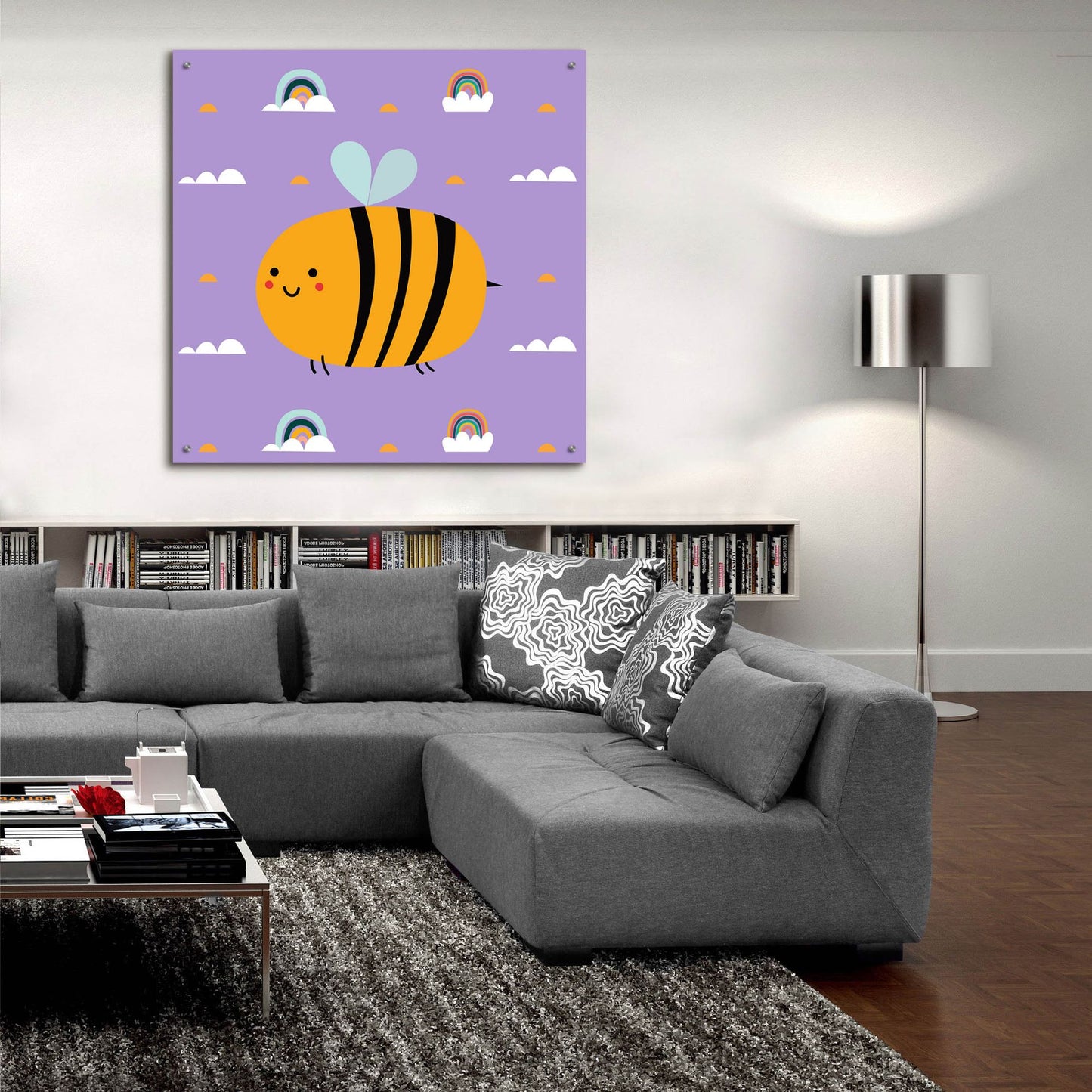 Epic Art 'Cute Bee' by Epic Portfolio, Acrylic Glass Wall Art,36x36