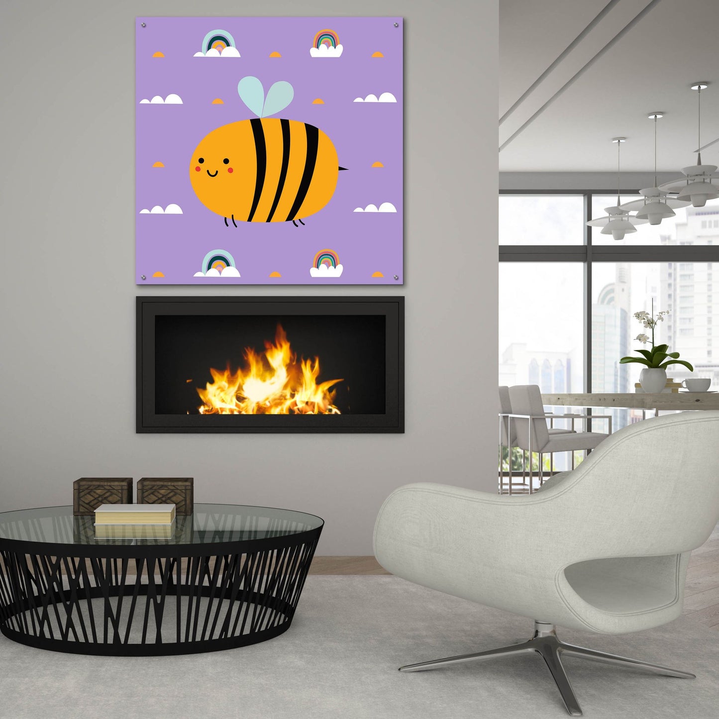 Epic Art 'Cute Bee' by Epic Portfolio, Acrylic Glass Wall Art,36x36