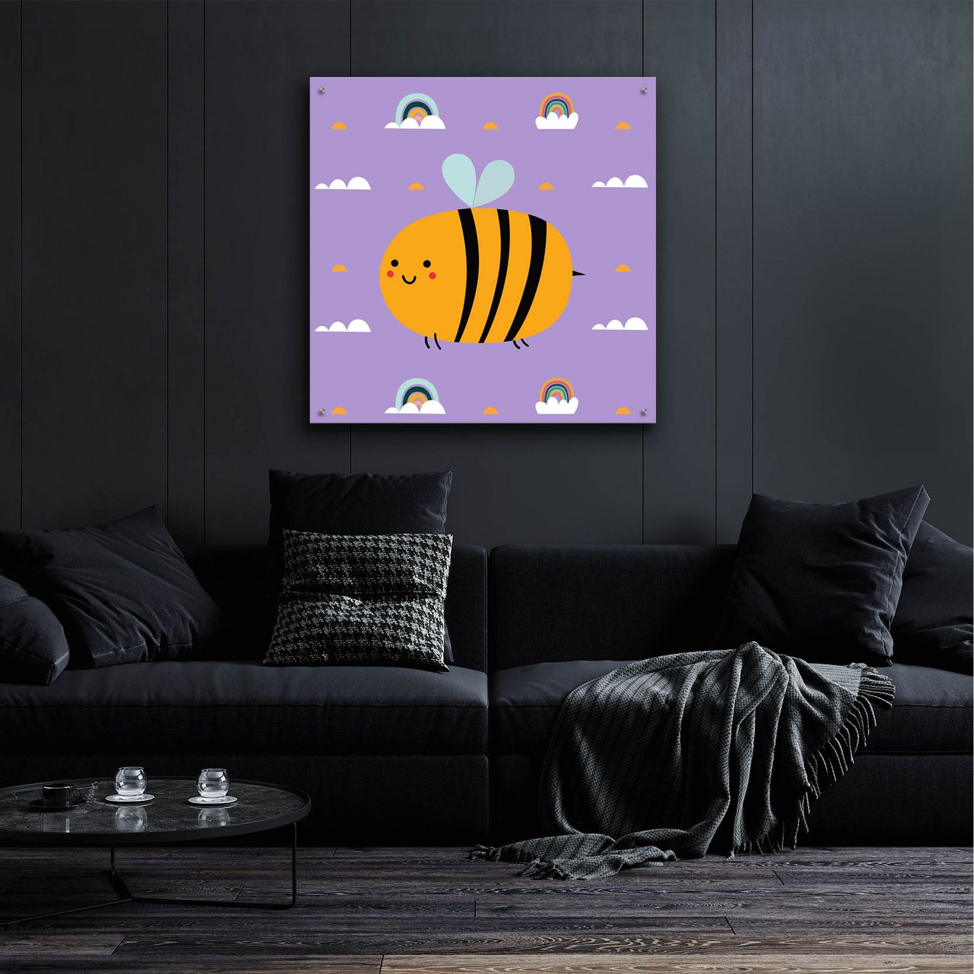 Epic Art 'Cute Bee' by Epic Portfolio, Acrylic Glass Wall Art,36x36