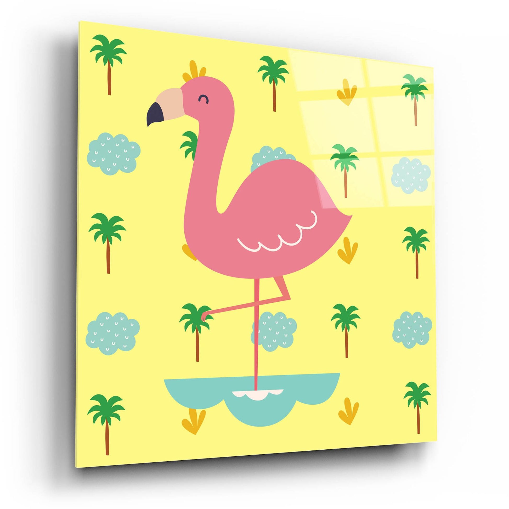 Epic Art 'Cute Flamingo' by Epic Portfolio, Acrylic Glass Wall Art,12x12