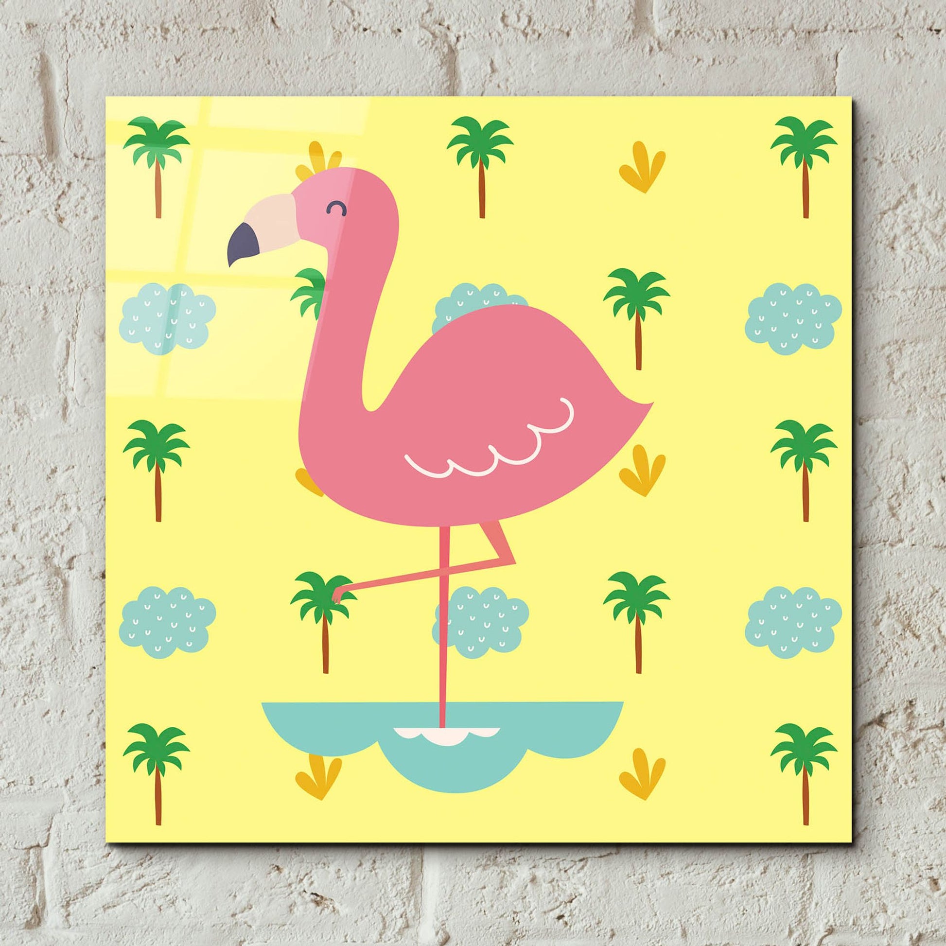 Epic Art 'Cute Flamingo' by Epic Portfolio, Acrylic Glass Wall Art,12x12