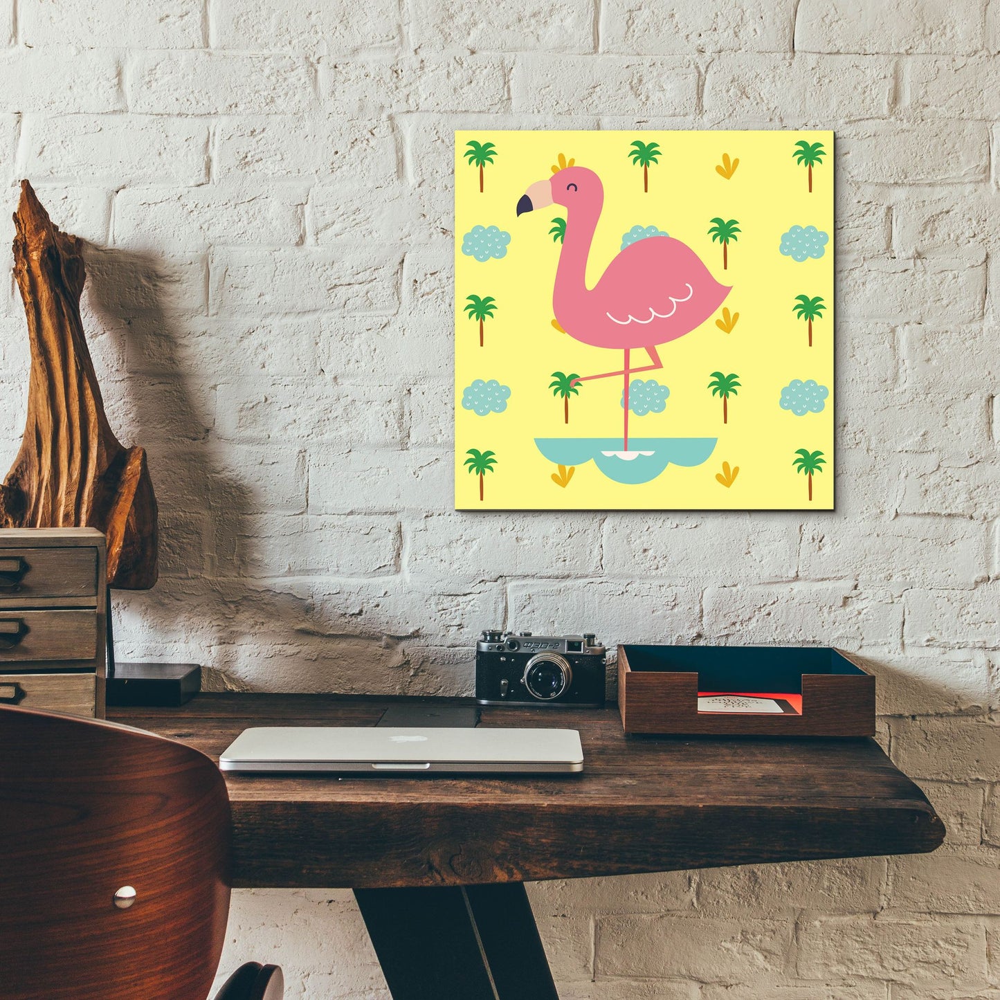 Epic Art 'Cute Flamingo' by Epic Portfolio, Acrylic Glass Wall Art,12x12