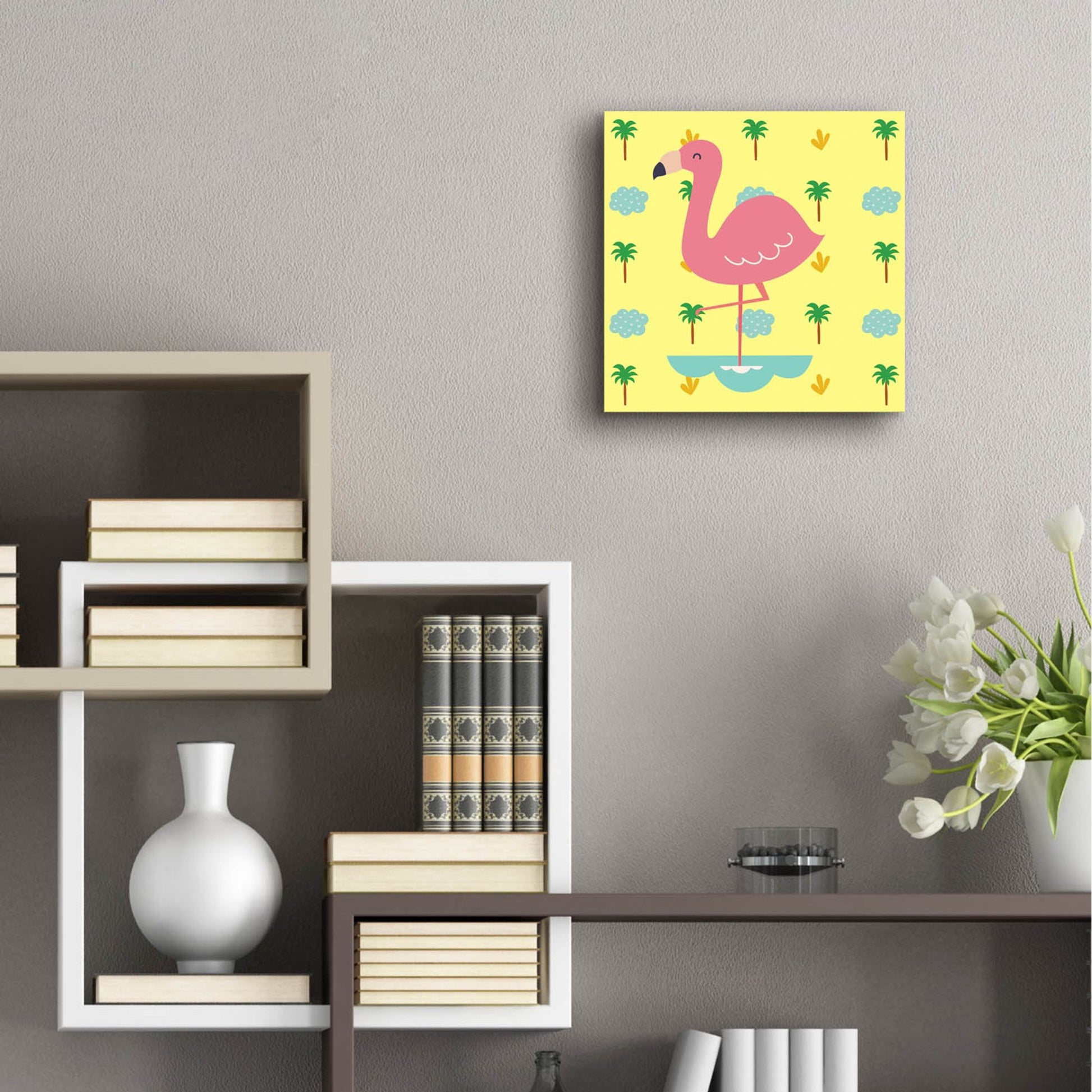 Epic Art 'Cute Flamingo' by Epic Portfolio, Acrylic Glass Wall Art,12x12