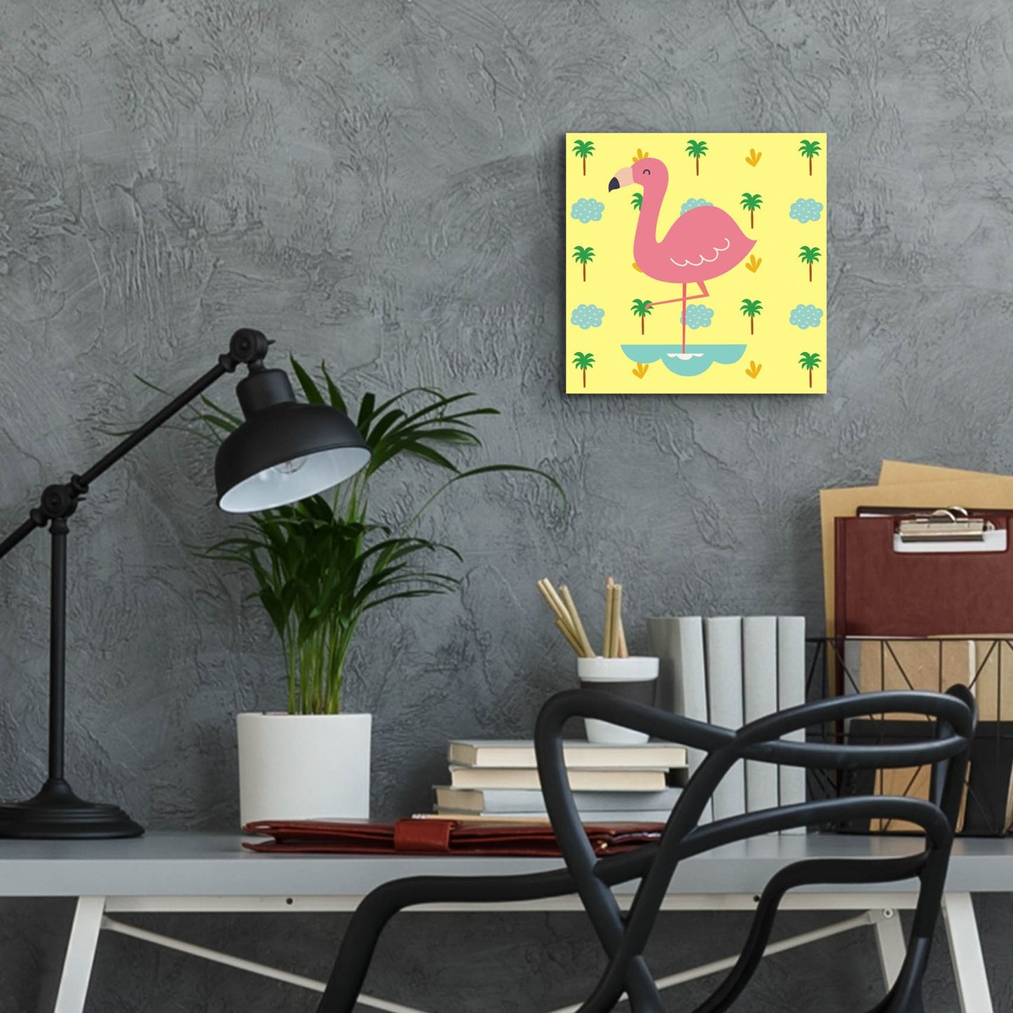 Epic Art 'Cute Flamingo' by Epic Portfolio, Acrylic Glass Wall Art,12x12