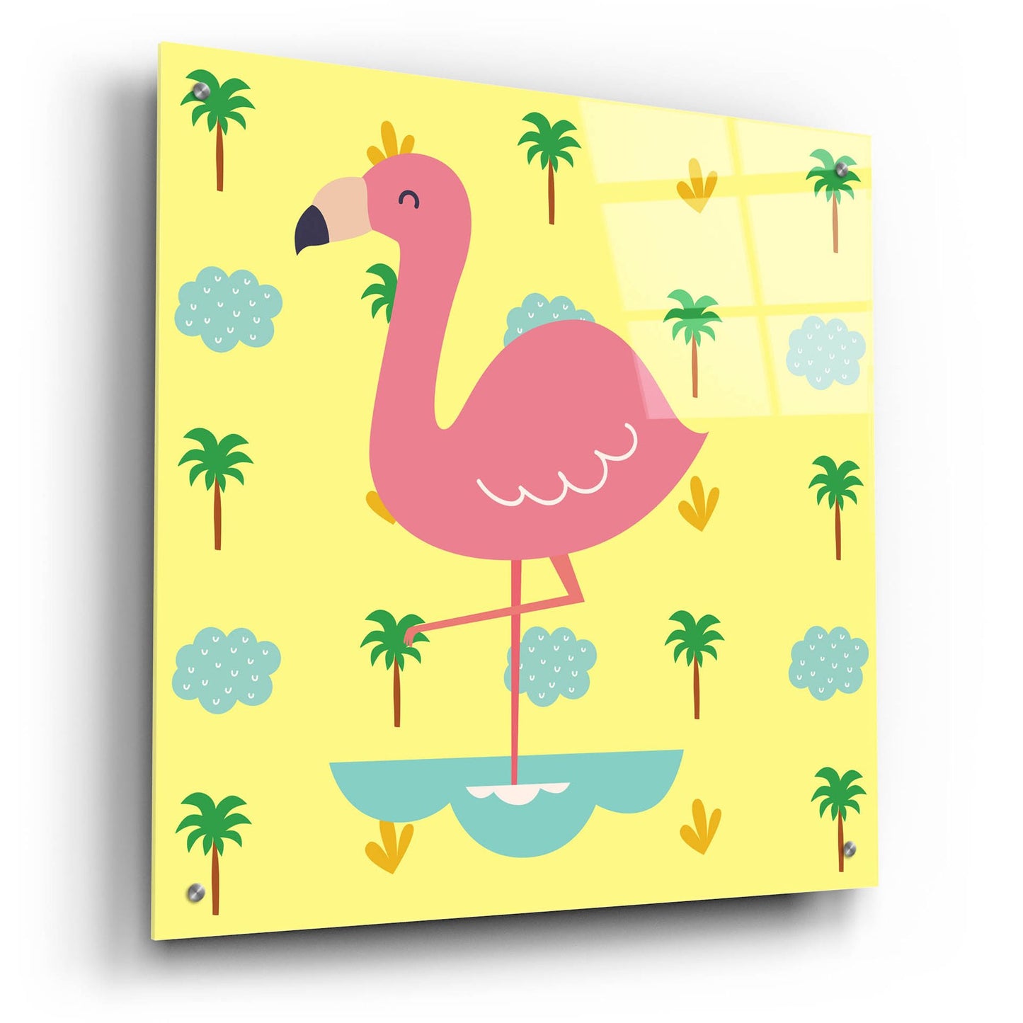 Epic Art 'Cute Flamingo' by Epic Portfolio, Acrylic Glass Wall Art,24x24