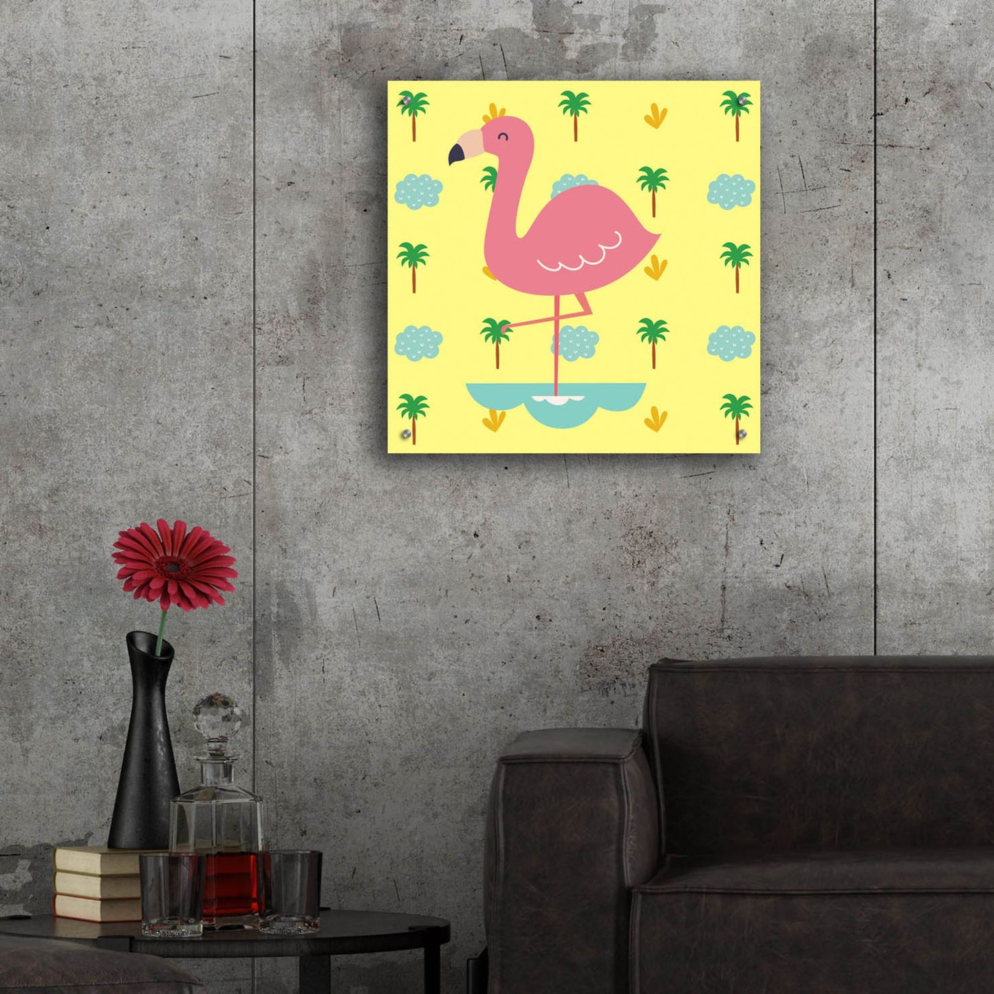 Epic Art 'Cute Flamingo' by Epic Portfolio, Acrylic Glass Wall Art,24x24