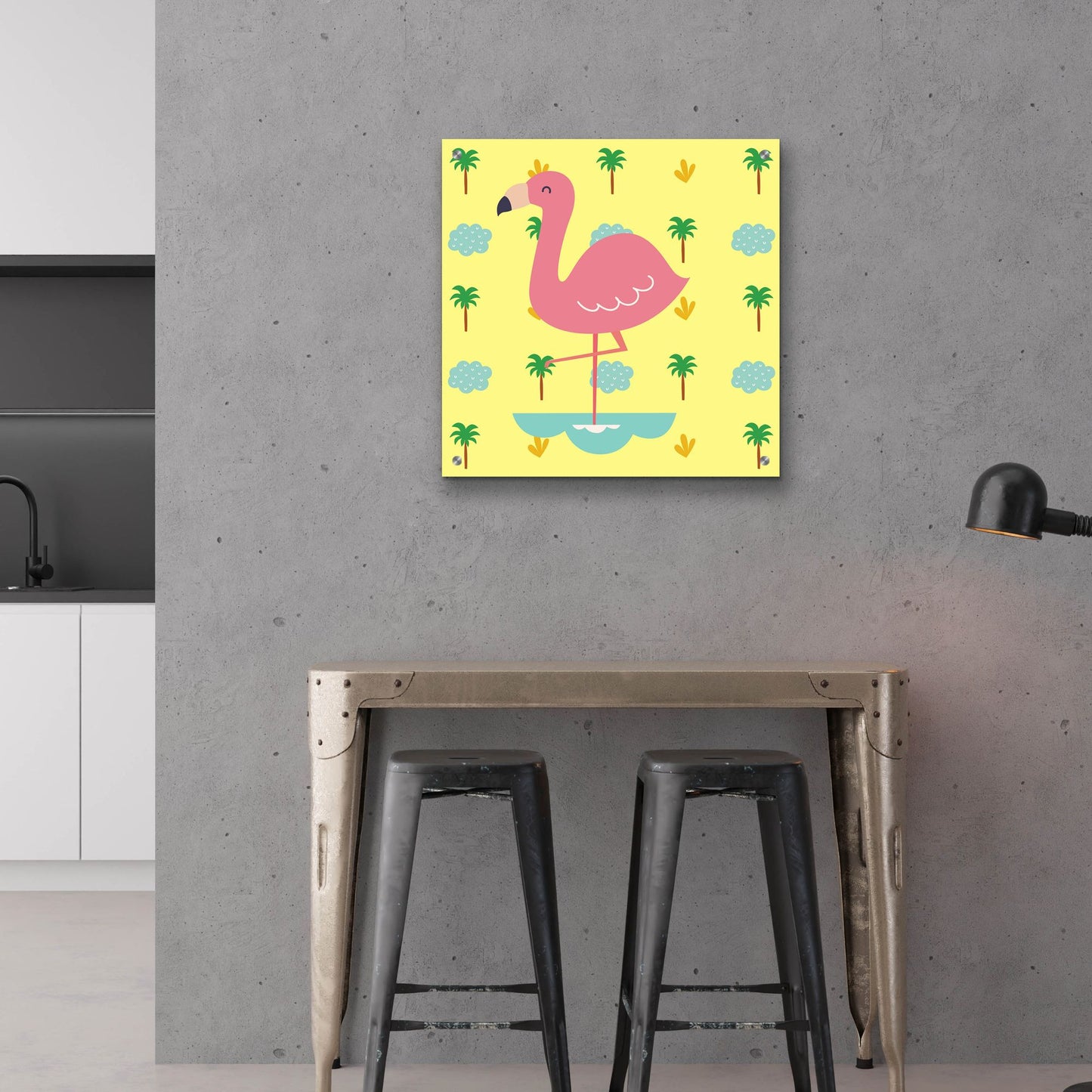 Epic Art 'Cute Flamingo' by Epic Portfolio, Acrylic Glass Wall Art,24x24