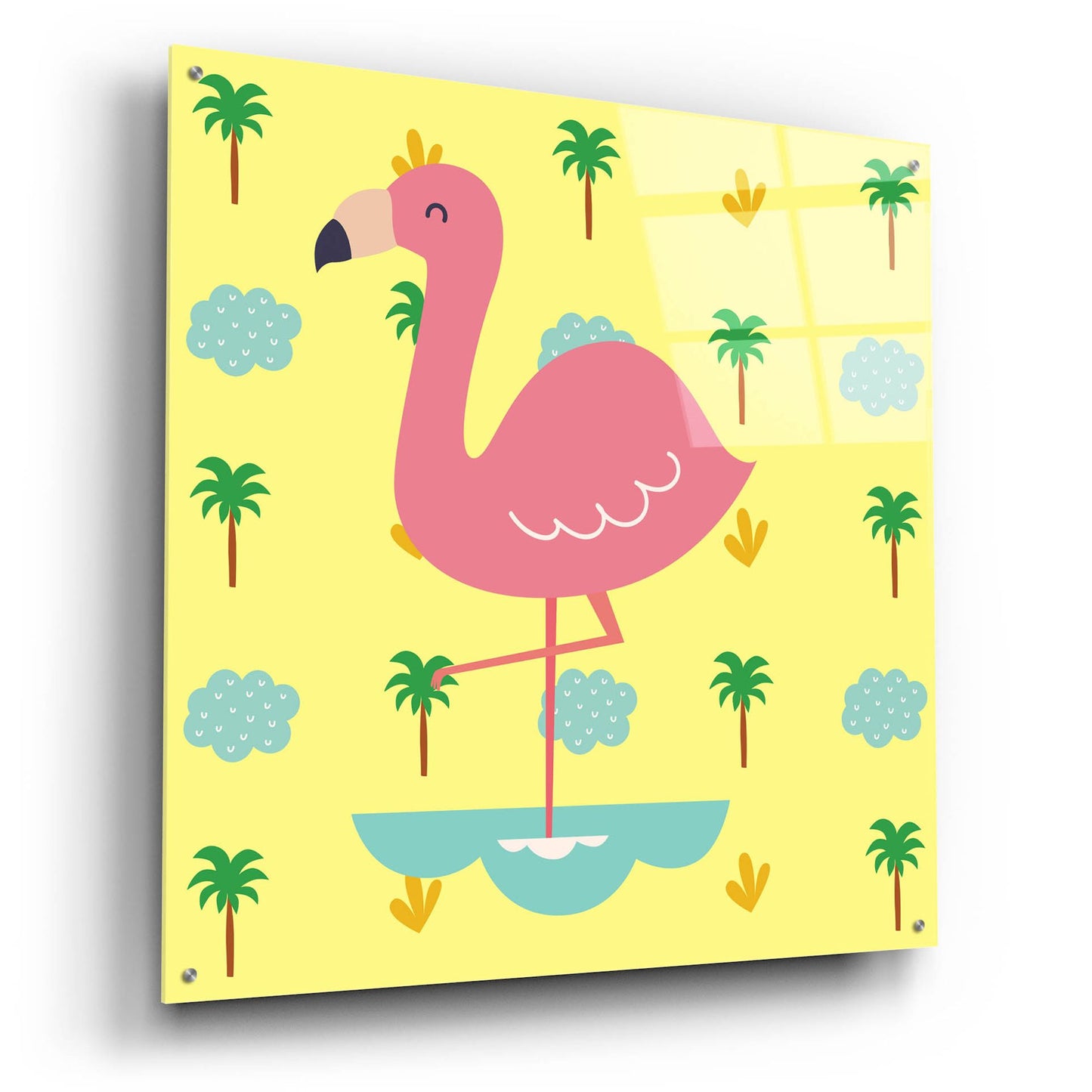 Epic Art 'Cute Flamingo' by Epic Portfolio, Acrylic Glass Wall Art,36x36