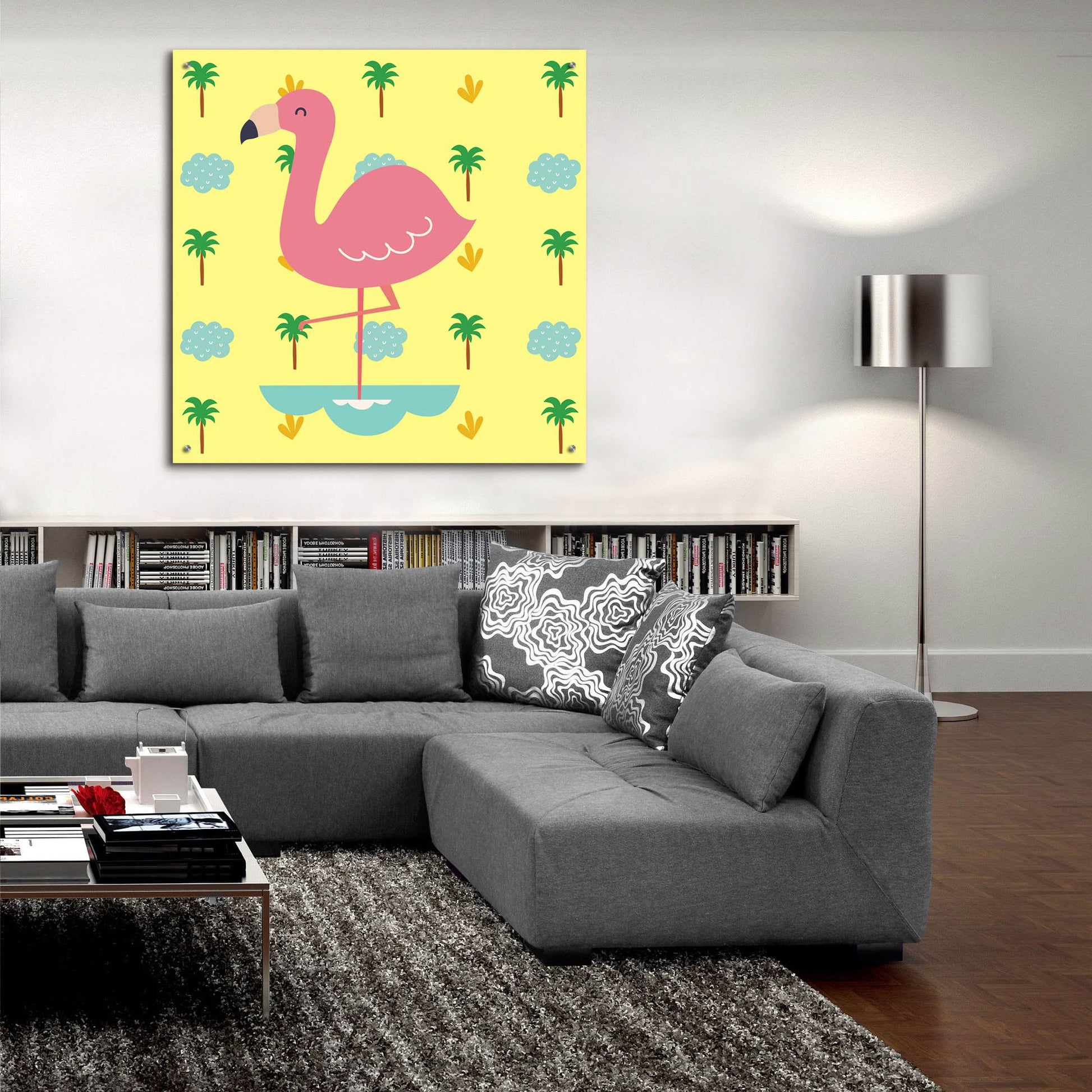 Epic Art 'Cute Flamingo' by Epic Portfolio, Acrylic Glass Wall Art,36x36