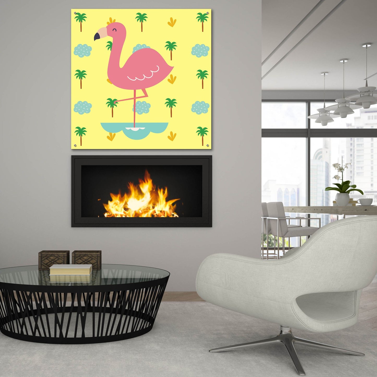 Epic Art 'Cute Flamingo' by Epic Portfolio, Acrylic Glass Wall Art,36x36