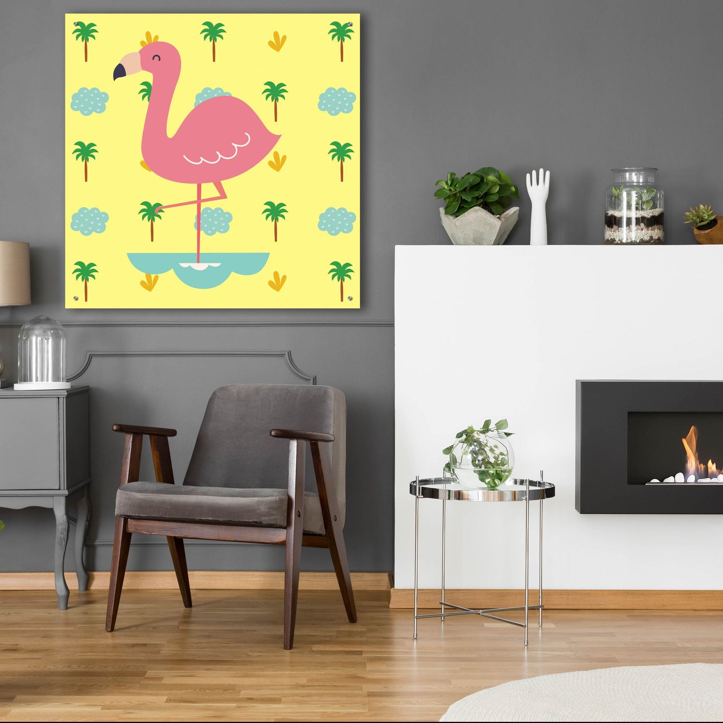 Epic Art 'Cute Flamingo' by Epic Portfolio, Acrylic Glass Wall Art,36x36