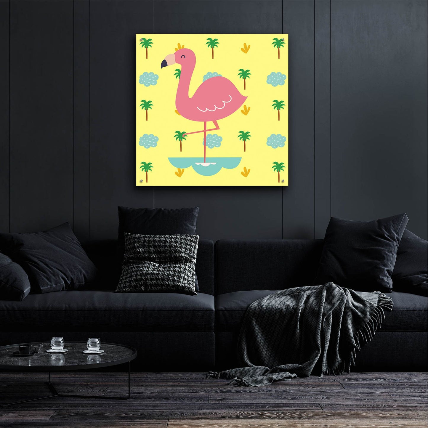 Epic Art 'Cute Flamingo' by Epic Portfolio, Acrylic Glass Wall Art,36x36