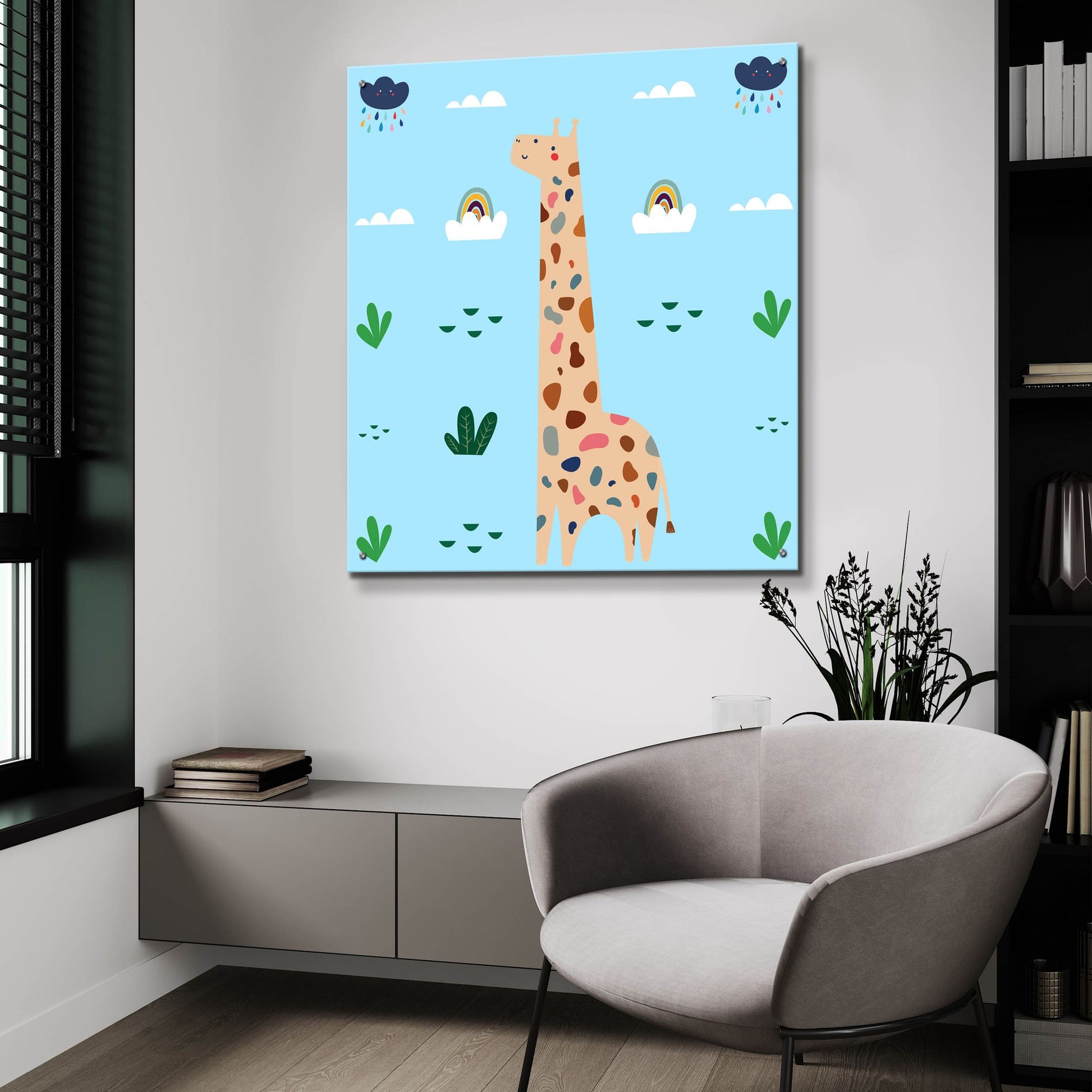 Epic Art 'Cute Girafe 2' by Epic Portfolio, Acrylic Glass Wall Art,36x36