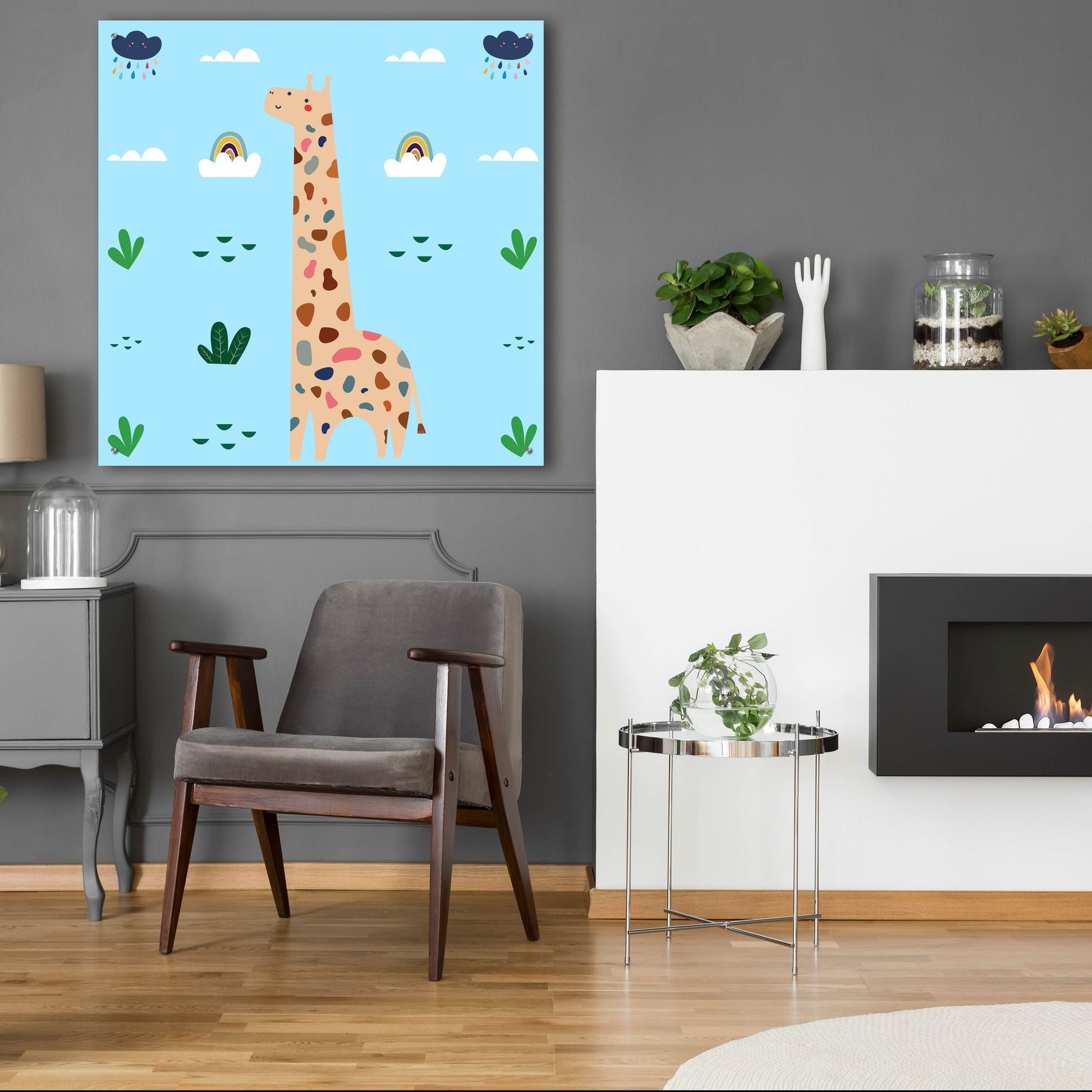 Epic Art 'Cute Girafe 2' by Epic Portfolio, Acrylic Glass Wall Art,36x36