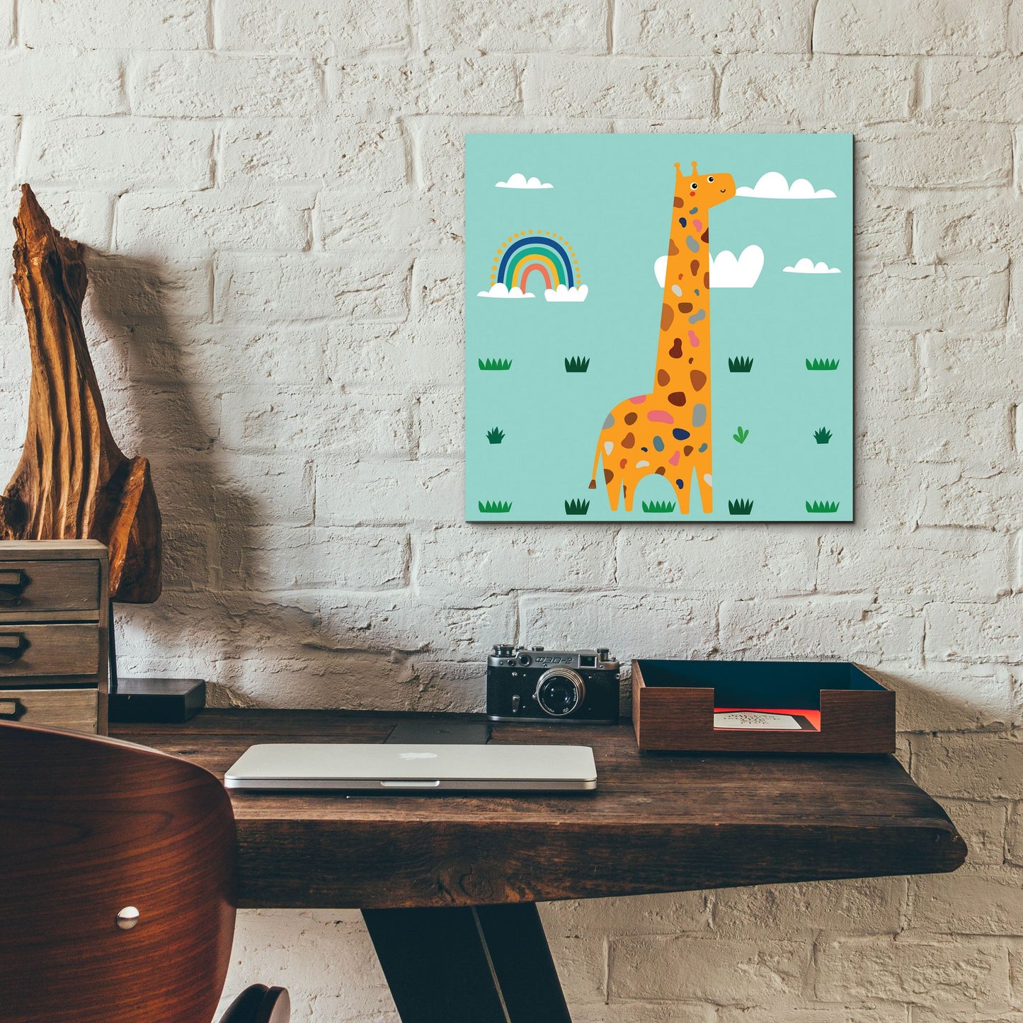 Epic Art 'Cute Girafe' by Epic Portfolio, Acrylic Glass Wall Art,12x12