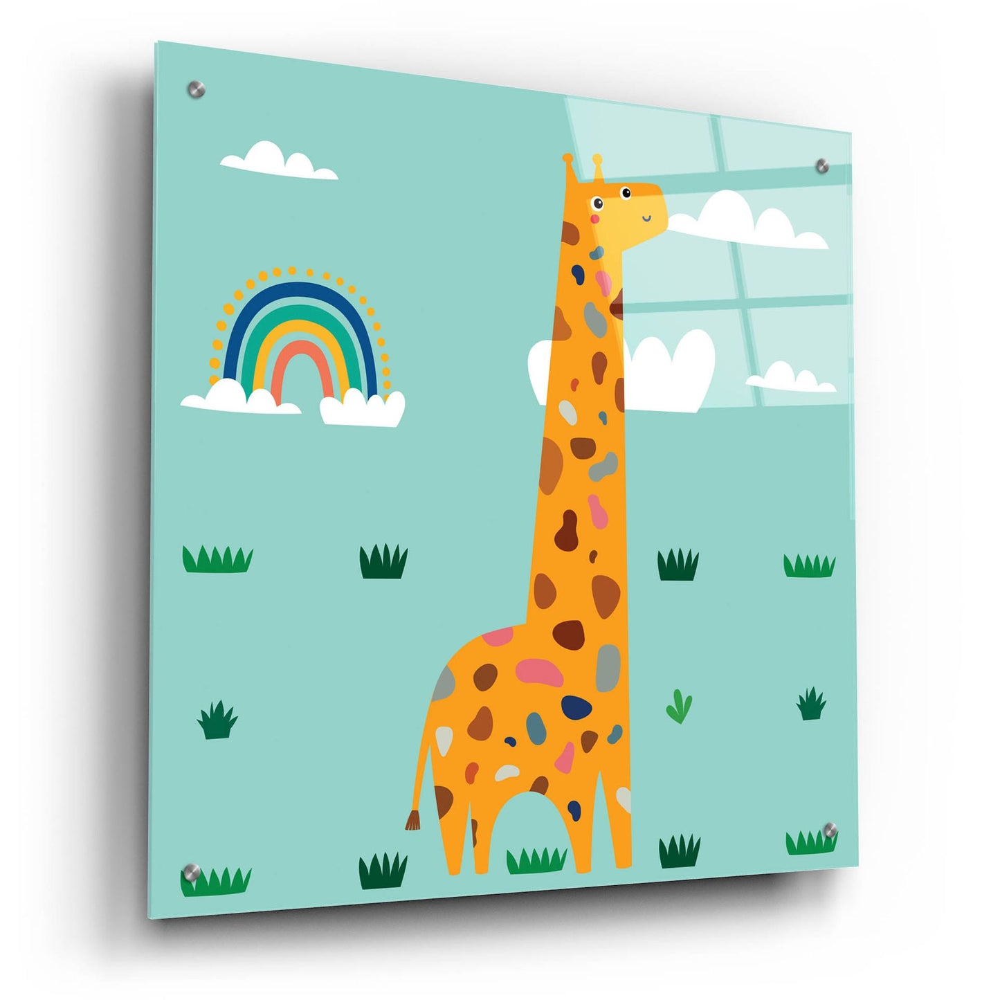 Epic Art 'Cute Girafe' by Epic Portfolio, Acrylic Glass Wall Art,24x24