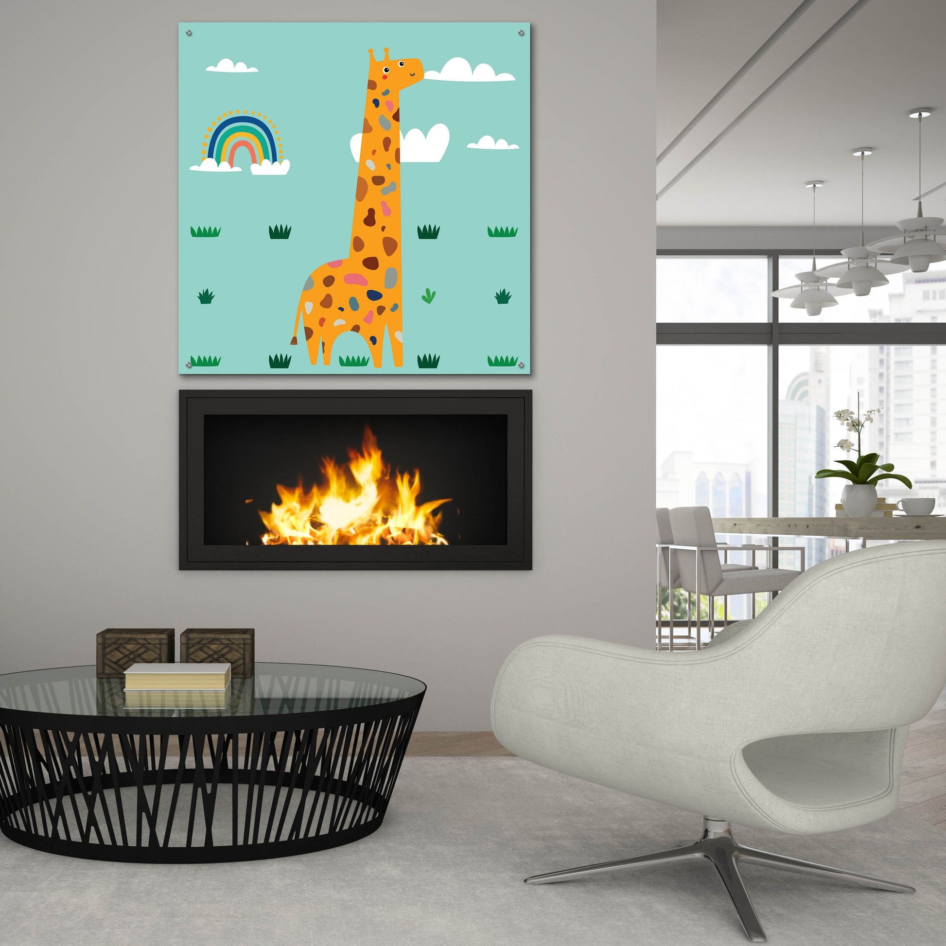 Epic Art 'Cute Girafe' by Epic Portfolio, Acrylic Glass Wall Art,36x36