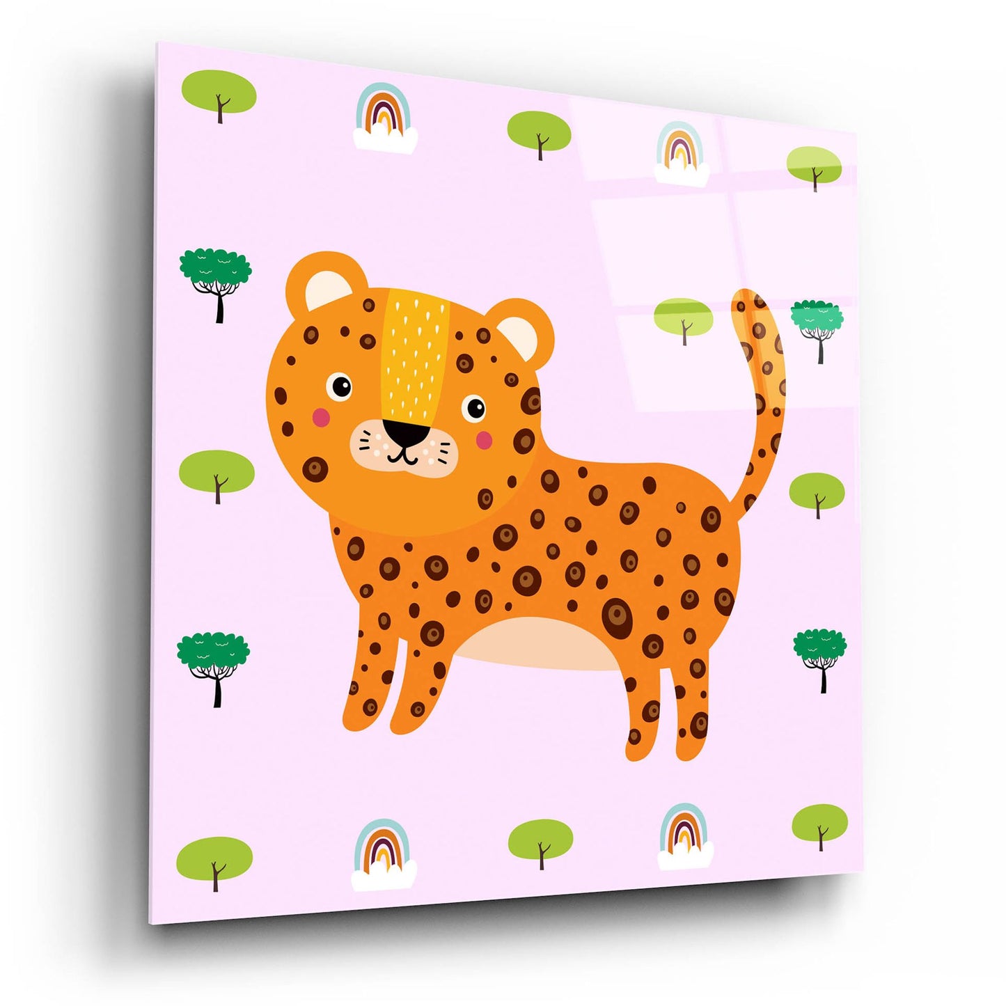 Epic Art 'Cute Leopard' by Epic Portfolio, Acrylic Glass Wall Art,12x12