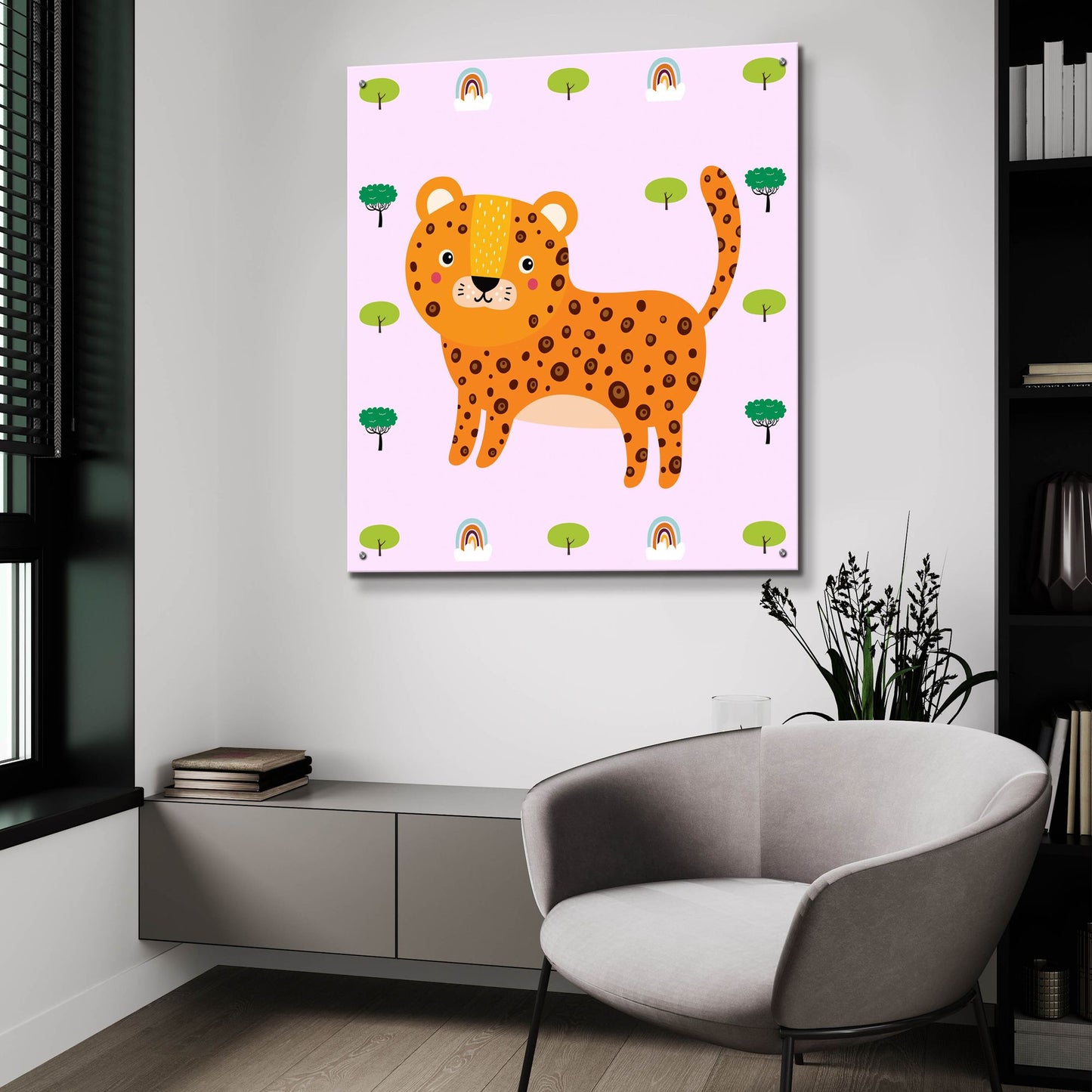 Epic Art 'Cute Leopard' by Epic Portfolio, Acrylic Glass Wall Art,36x36