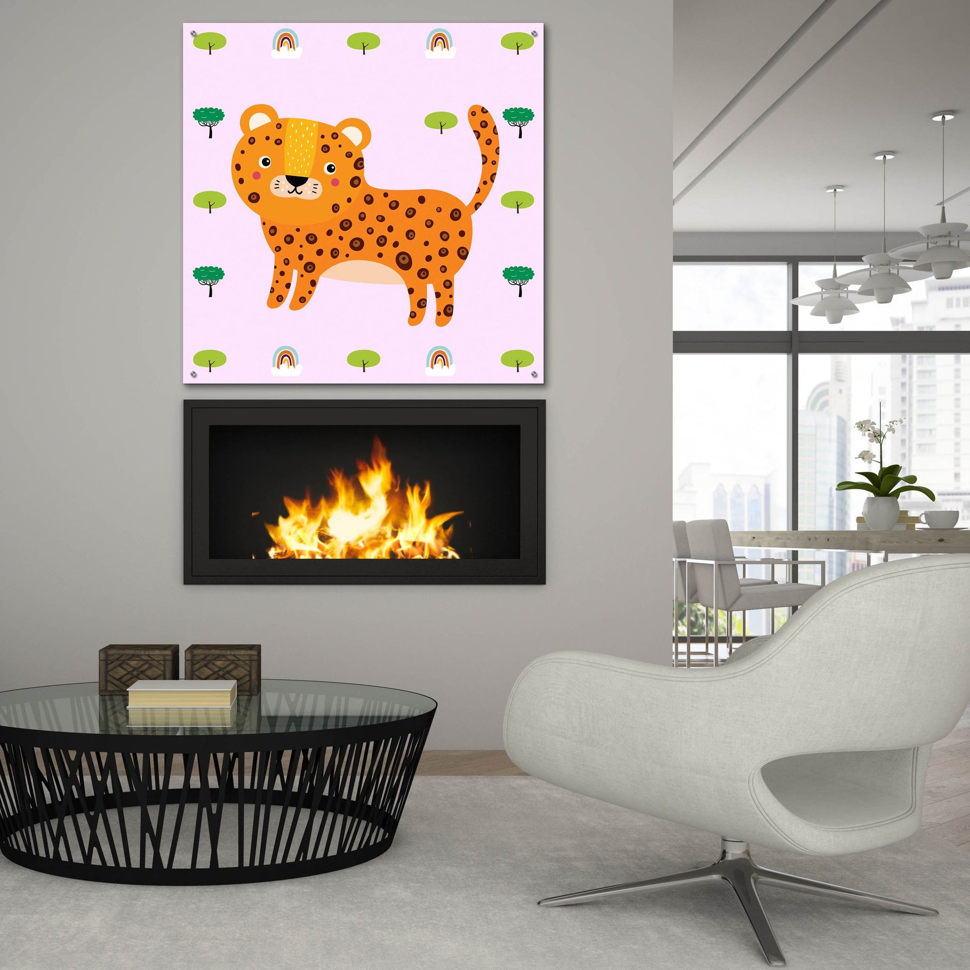 Epic Art 'Cute Leopard' by Epic Portfolio, Acrylic Glass Wall Art,36x36