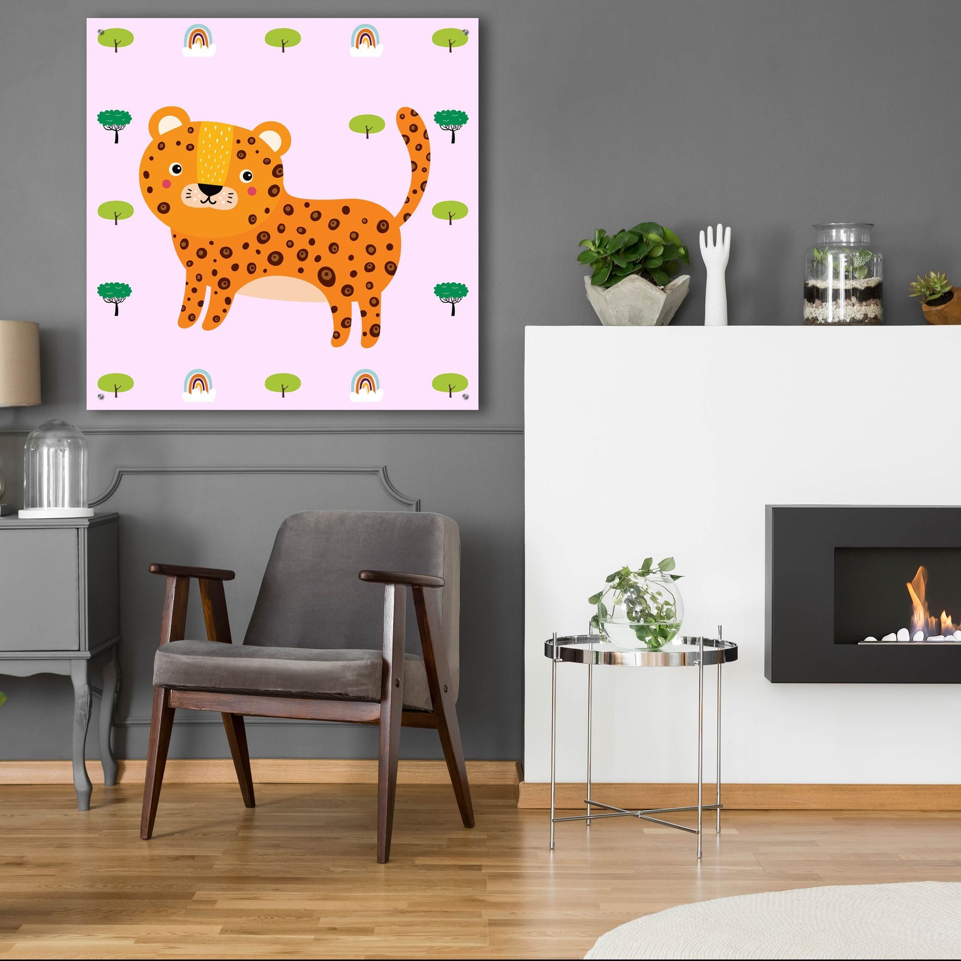 Epic Art 'Cute Leopard' by Epic Portfolio, Acrylic Glass Wall Art,36x36