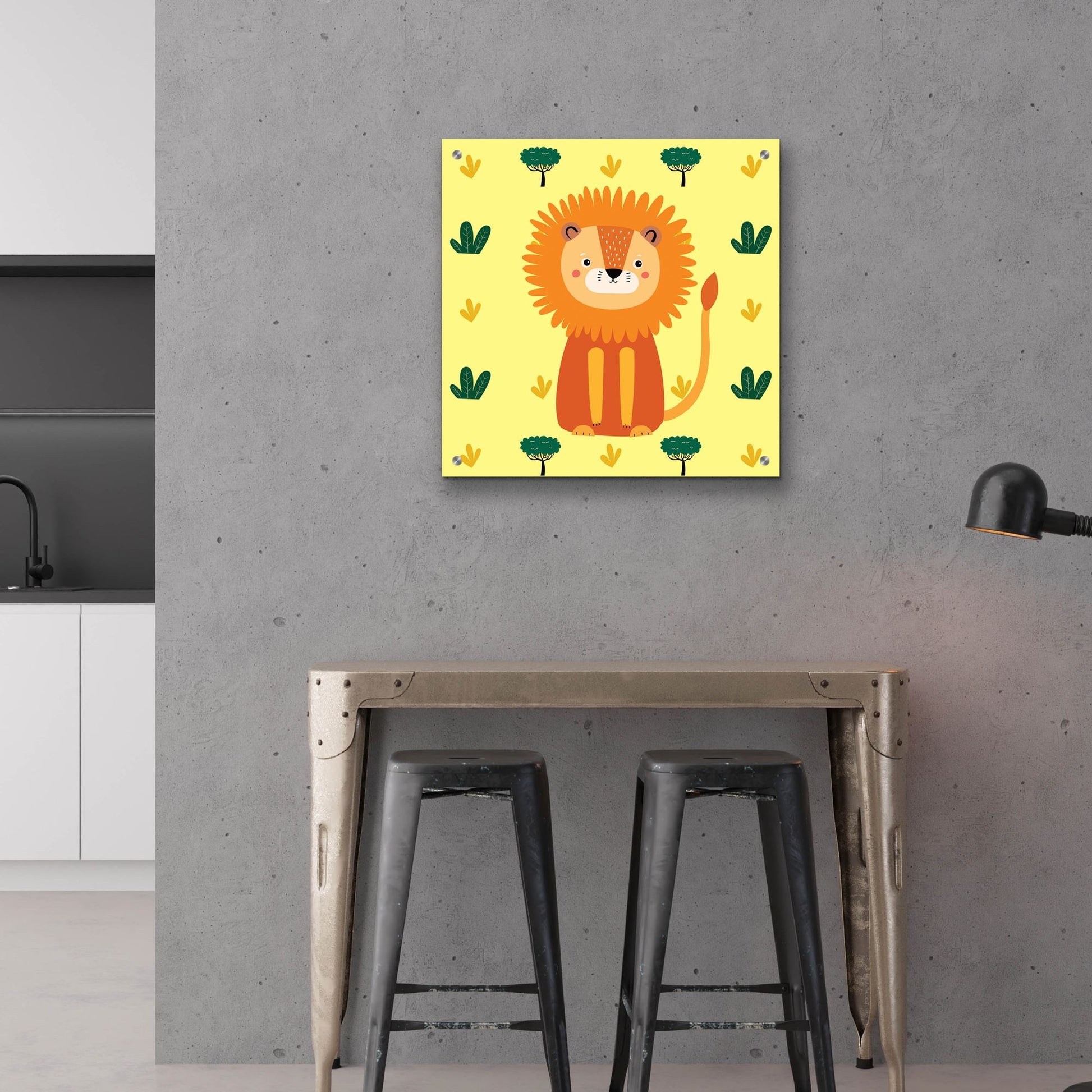 Epic Art 'Cute Lion' by Epic Portfolio, Acrylic Glass Wall Art,24x24
