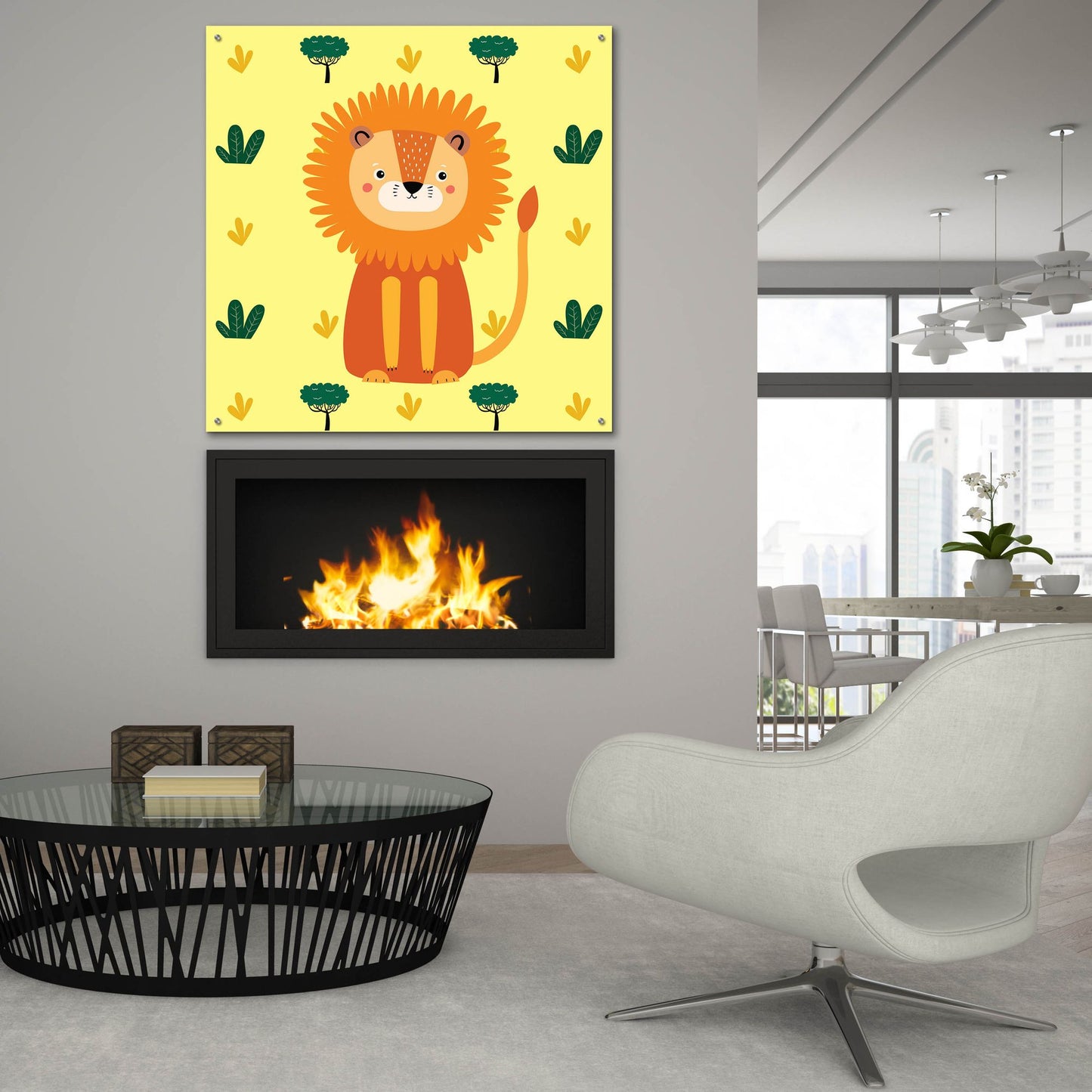 Epic Art 'Cute Lion' by Epic Portfolio, Acrylic Glass Wall Art,36x36