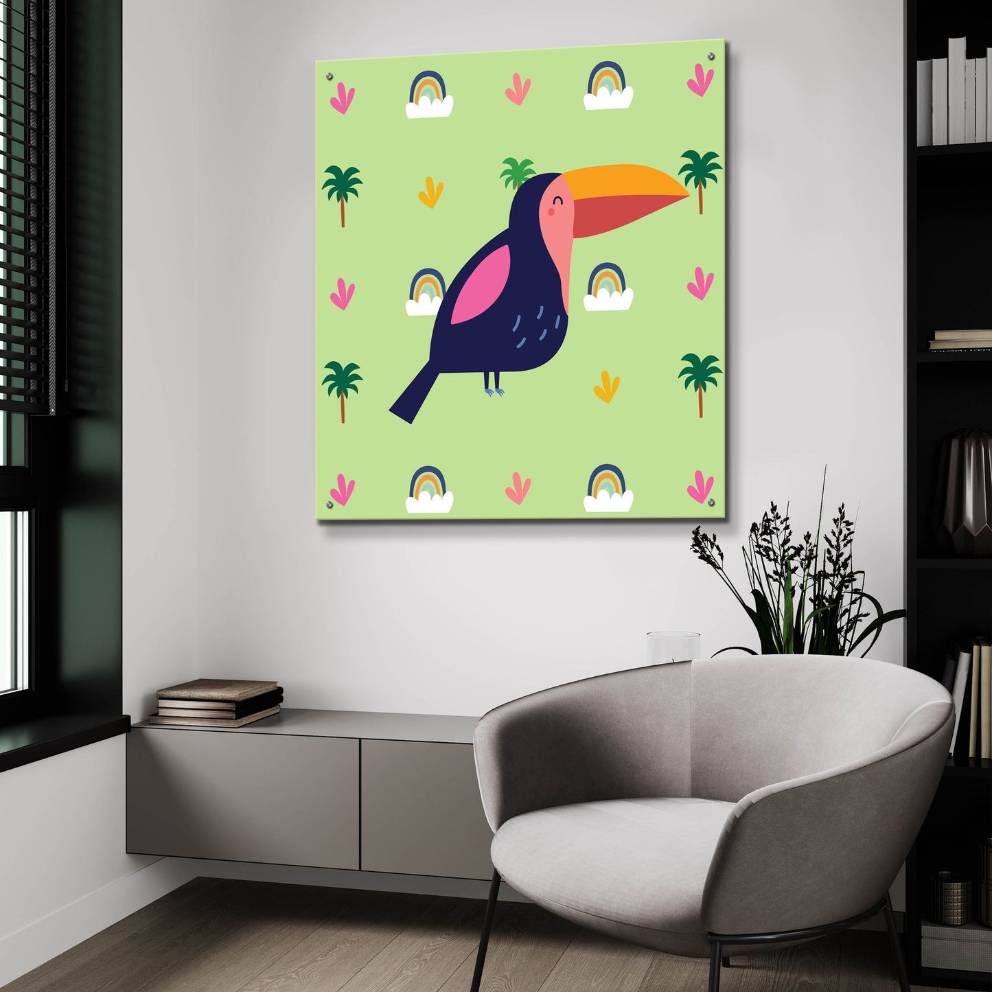 Epic Art 'Cute Tucan' by Epic Portfolio, Acrylic Glass Wall Art,36x36