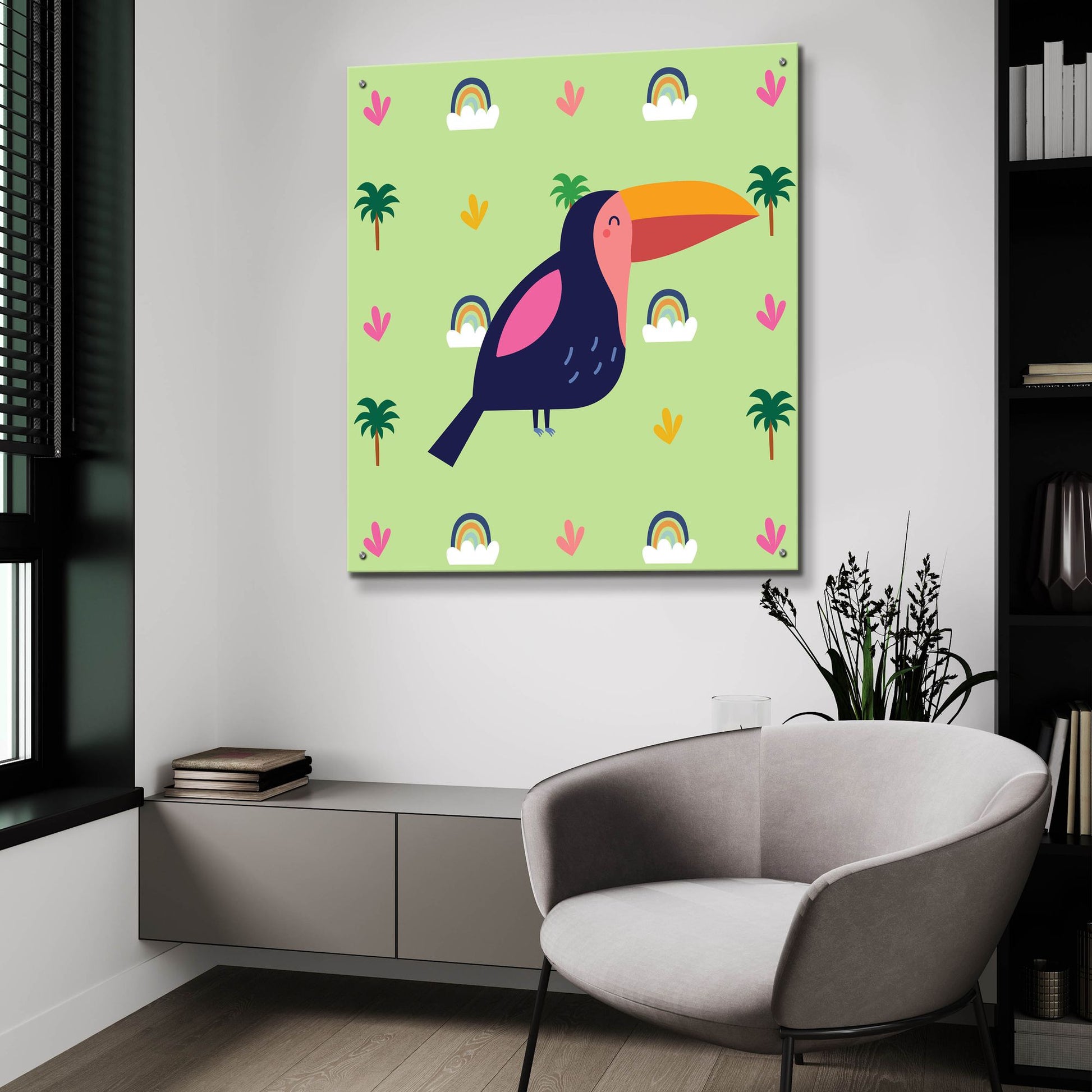 Epic Art 'Cute Tucan' by Epic Portfolio, Acrylic Glass Wall Art,36x36