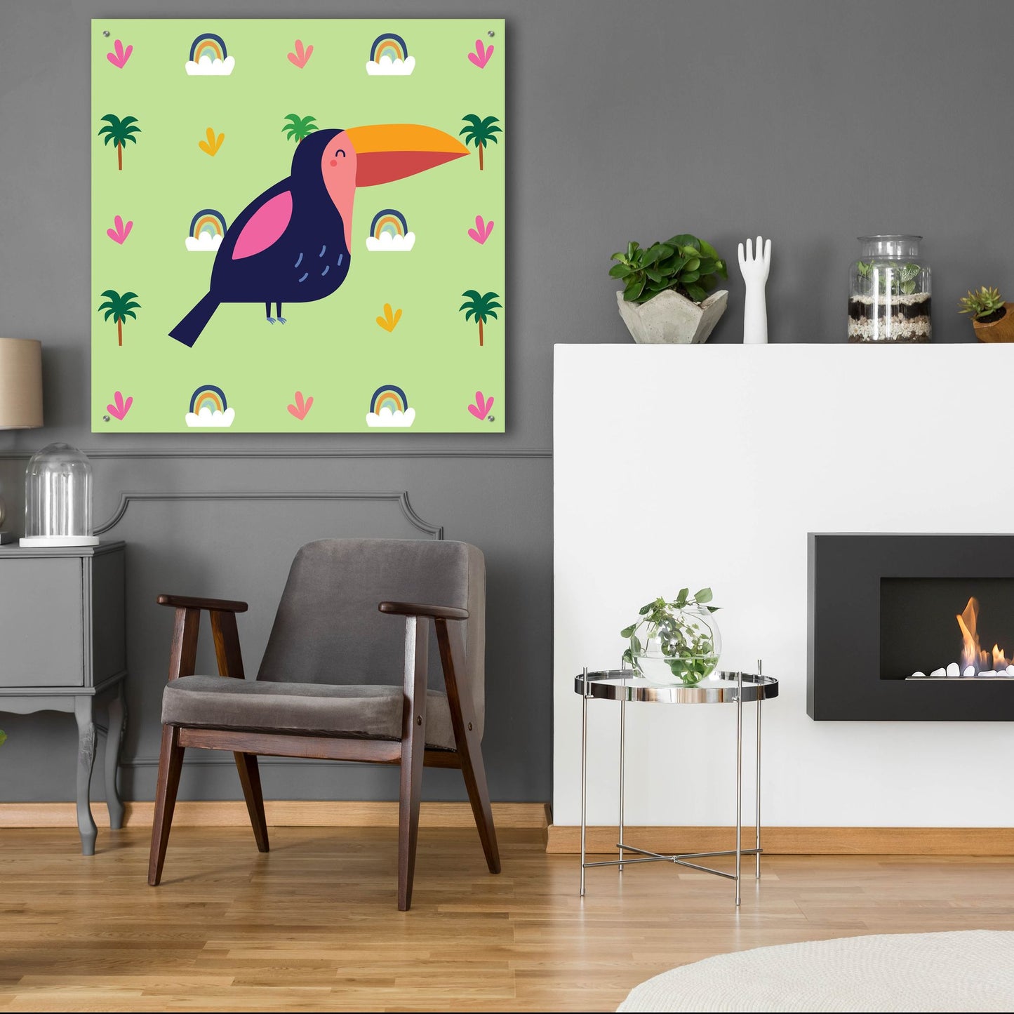 Epic Art 'Cute Tucan' by Epic Portfolio, Acrylic Glass Wall Art,36x36