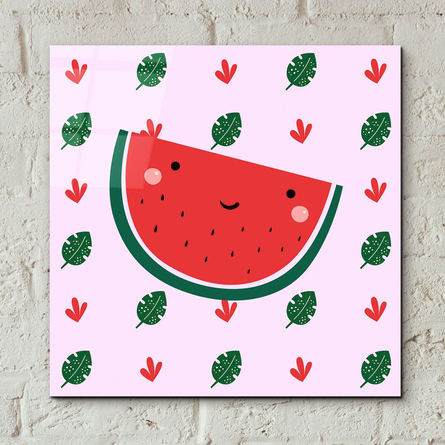 Epic Art 'Cute Watermelon' by Epic Portfolio, Acrylic Glass Wall Art,12x12