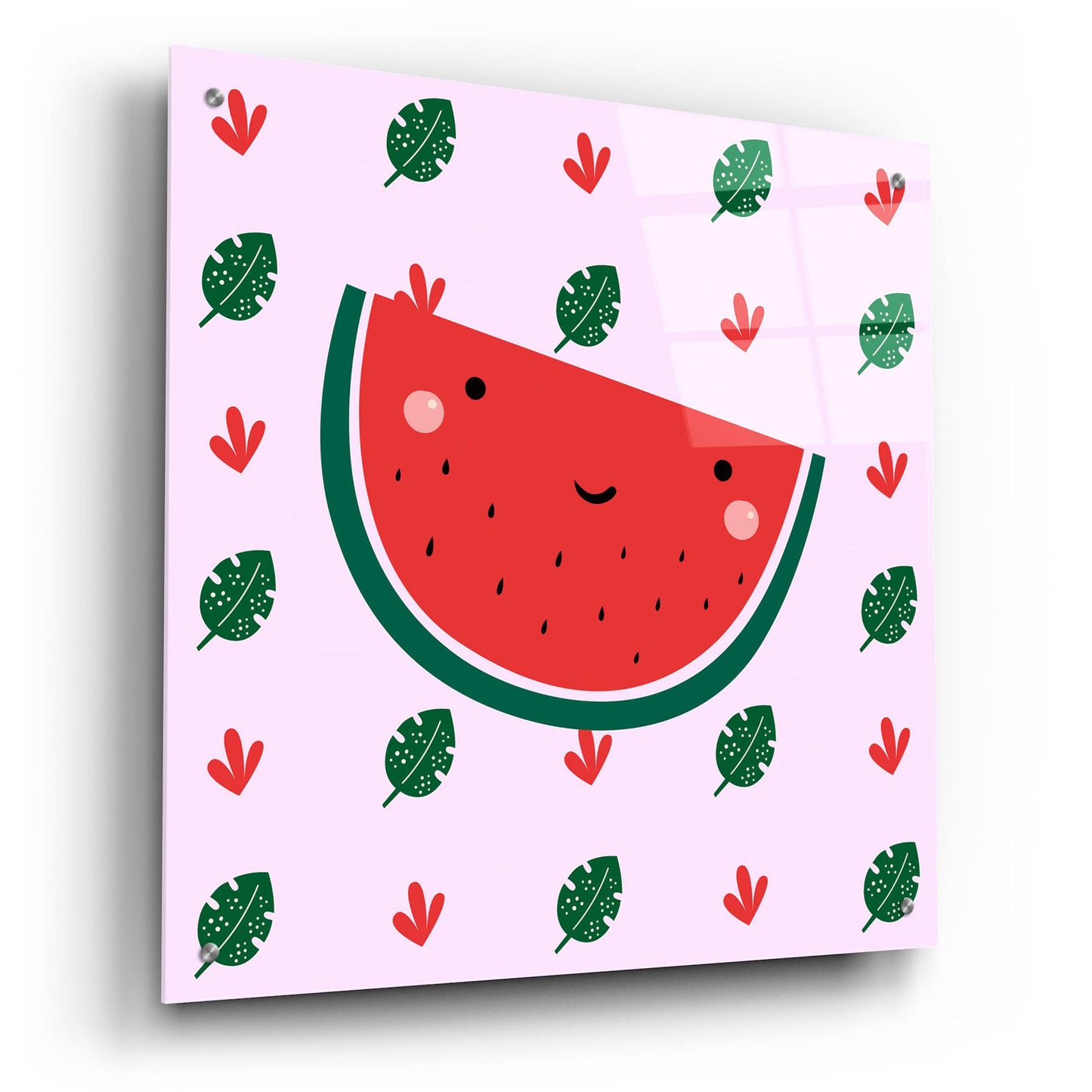 Epic Art 'Cute Watermelon' by Epic Portfolio, Acrylic Glass Wall Art,24x24