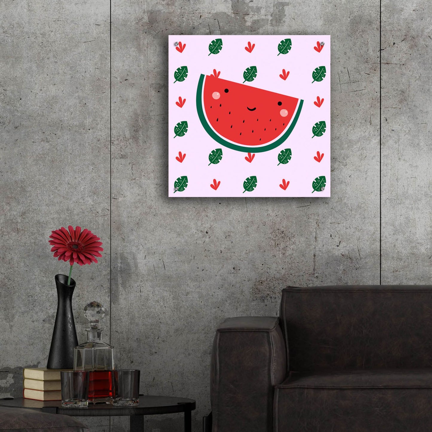 Epic Art 'Cute Watermelon' by Epic Portfolio, Acrylic Glass Wall Art,24x24