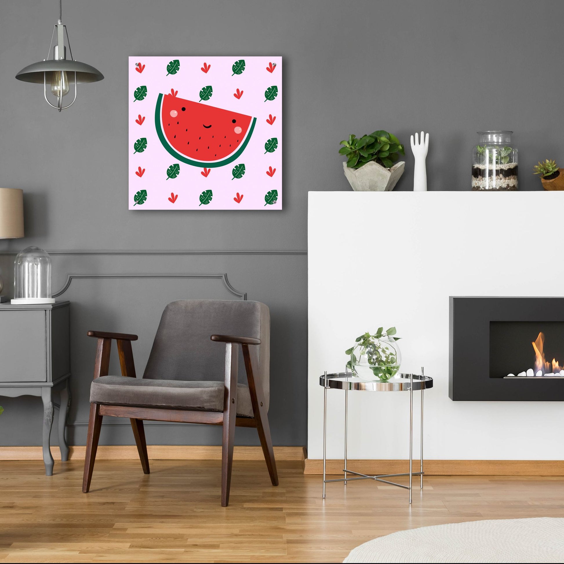 Epic Art 'Cute Watermelon' by Epic Portfolio, Acrylic Glass Wall Art,24x24