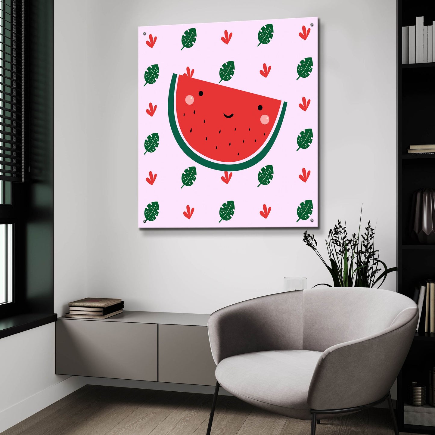 Epic Art 'Cute Watermelon' by Epic Portfolio, Acrylic Glass Wall Art,36x36