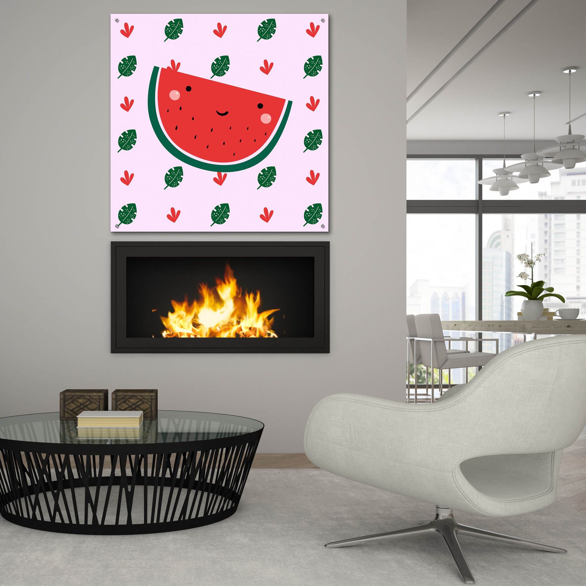 Epic Art 'Cute Watermelon' by Epic Portfolio, Acrylic Glass Wall Art,36x36