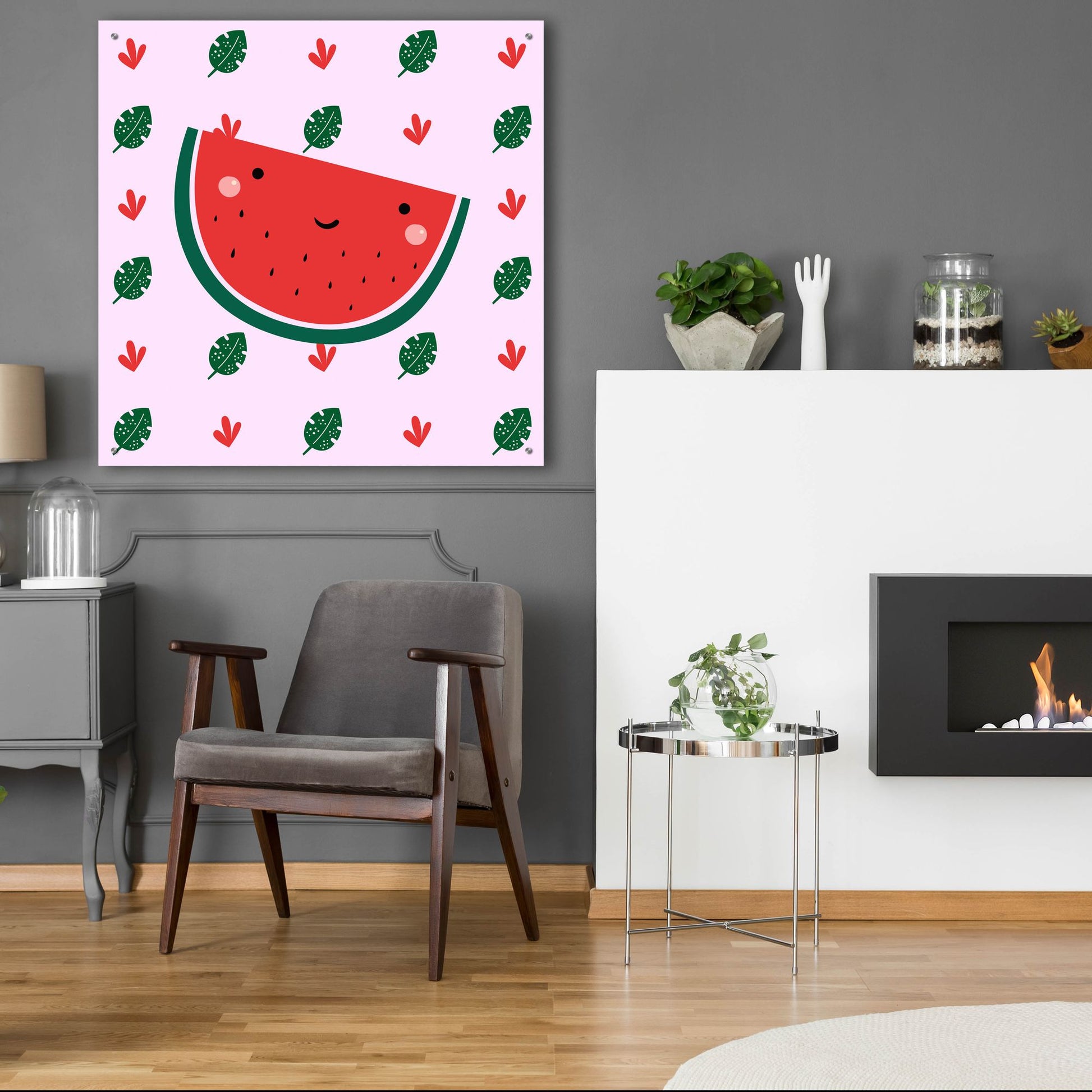 Epic Art 'Cute Watermelon' by Epic Portfolio, Acrylic Glass Wall Art,36x36