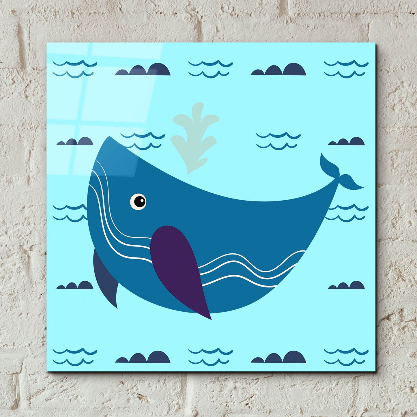 Epic Art 'Cute Whale 2' by Epic Portfolio, Acrylic Glass Wall Art,12x12