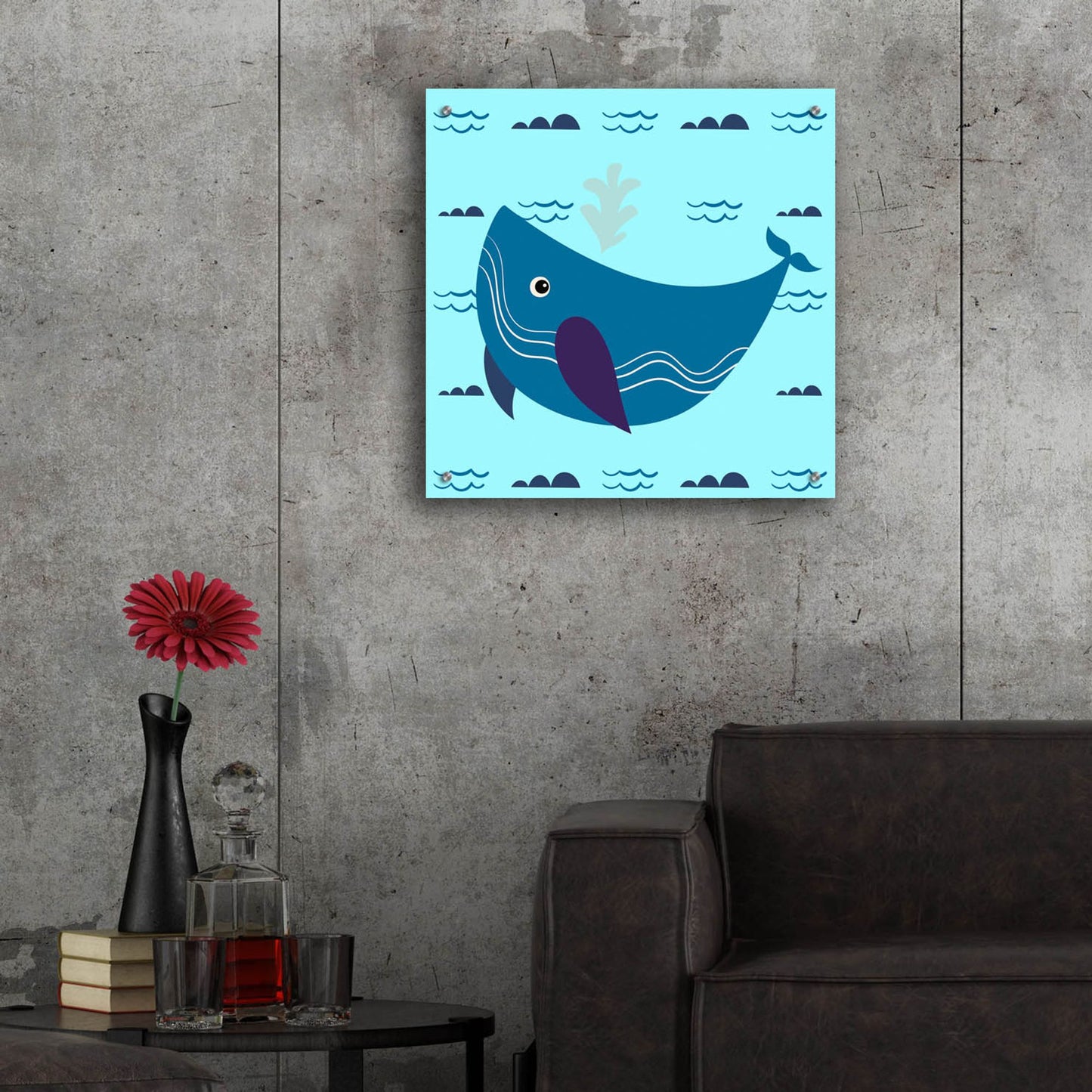 Epic Art 'Cute Whale 2' by Epic Portfolio, Acrylic Glass Wall Art,24x24