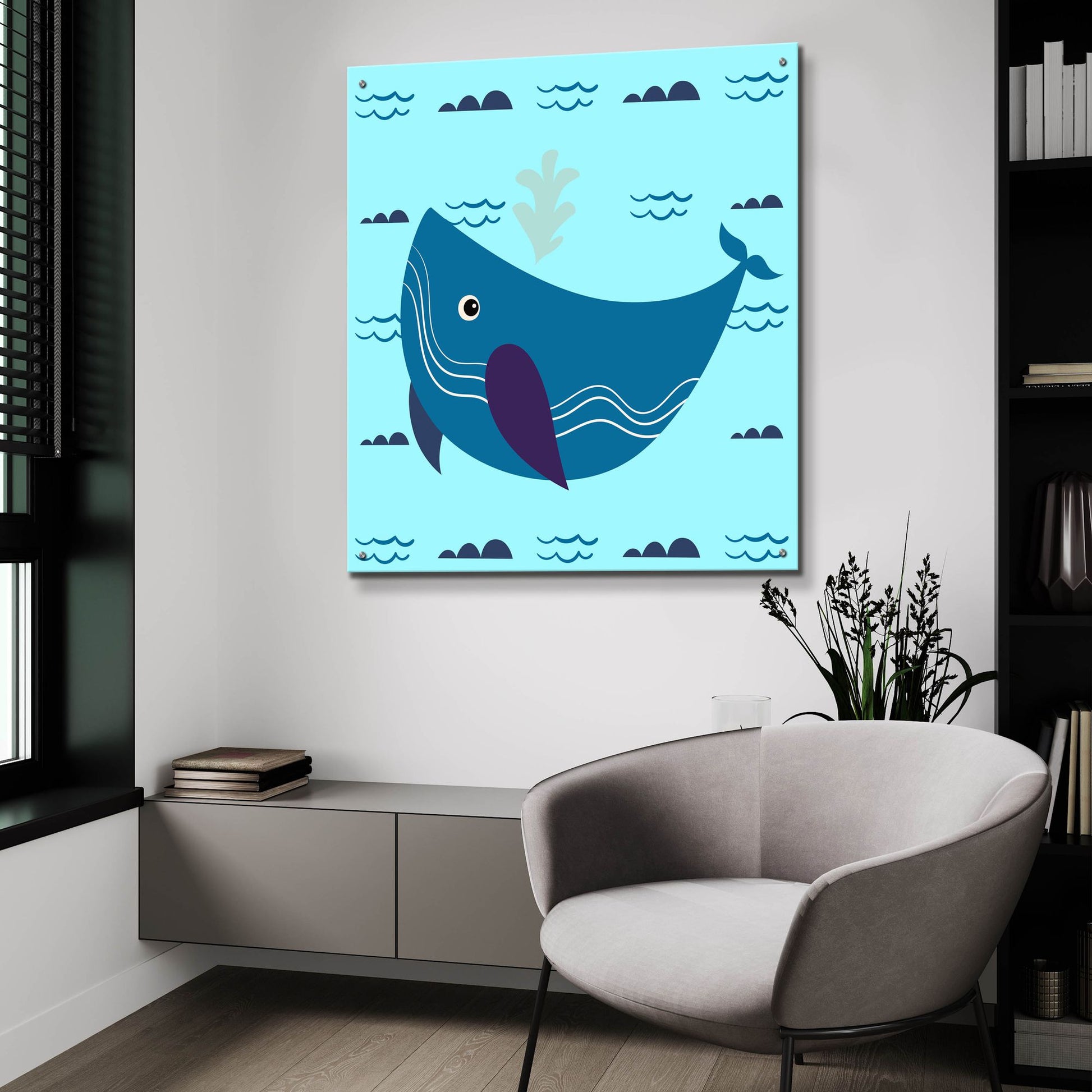 Epic Art 'Cute Whale 2' by Epic Portfolio, Acrylic Glass Wall Art,36x36