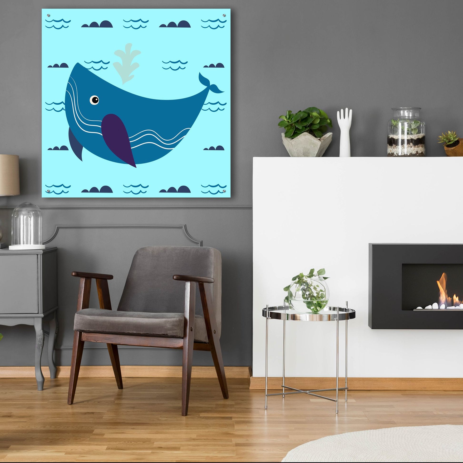 Epic Art 'Cute Whale 2' by Epic Portfolio, Acrylic Glass Wall Art,36x36