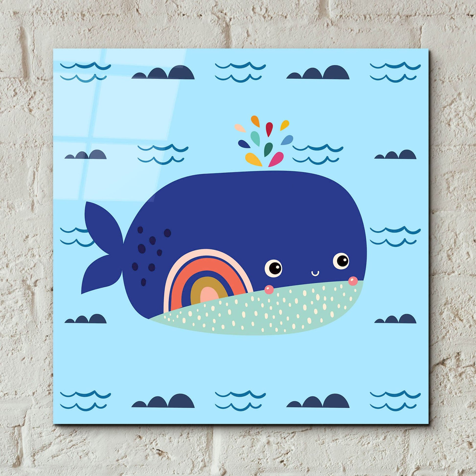 Epic Art 'Cute Whale' by Epic Portfolio, Acrylic Glass Wall Art,12x12