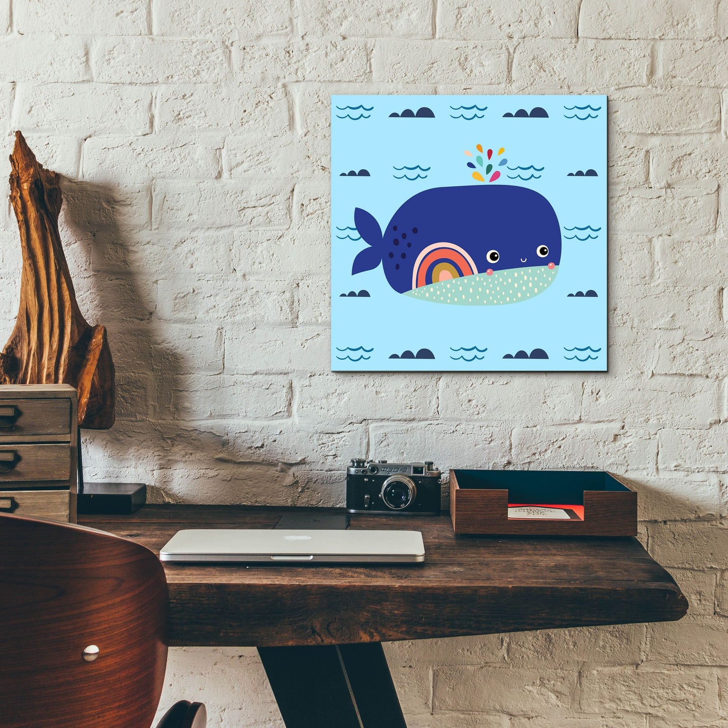 Epic Art 'Cute Whale' by Epic Portfolio, Acrylic Glass Wall Art,12x12