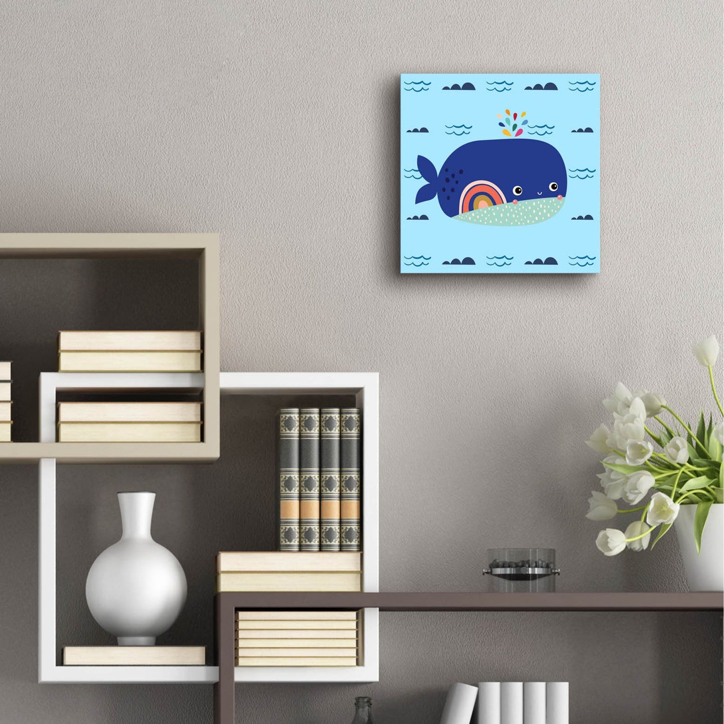 Epic Art 'Cute Whale' by Epic Portfolio, Acrylic Glass Wall Art,12x12