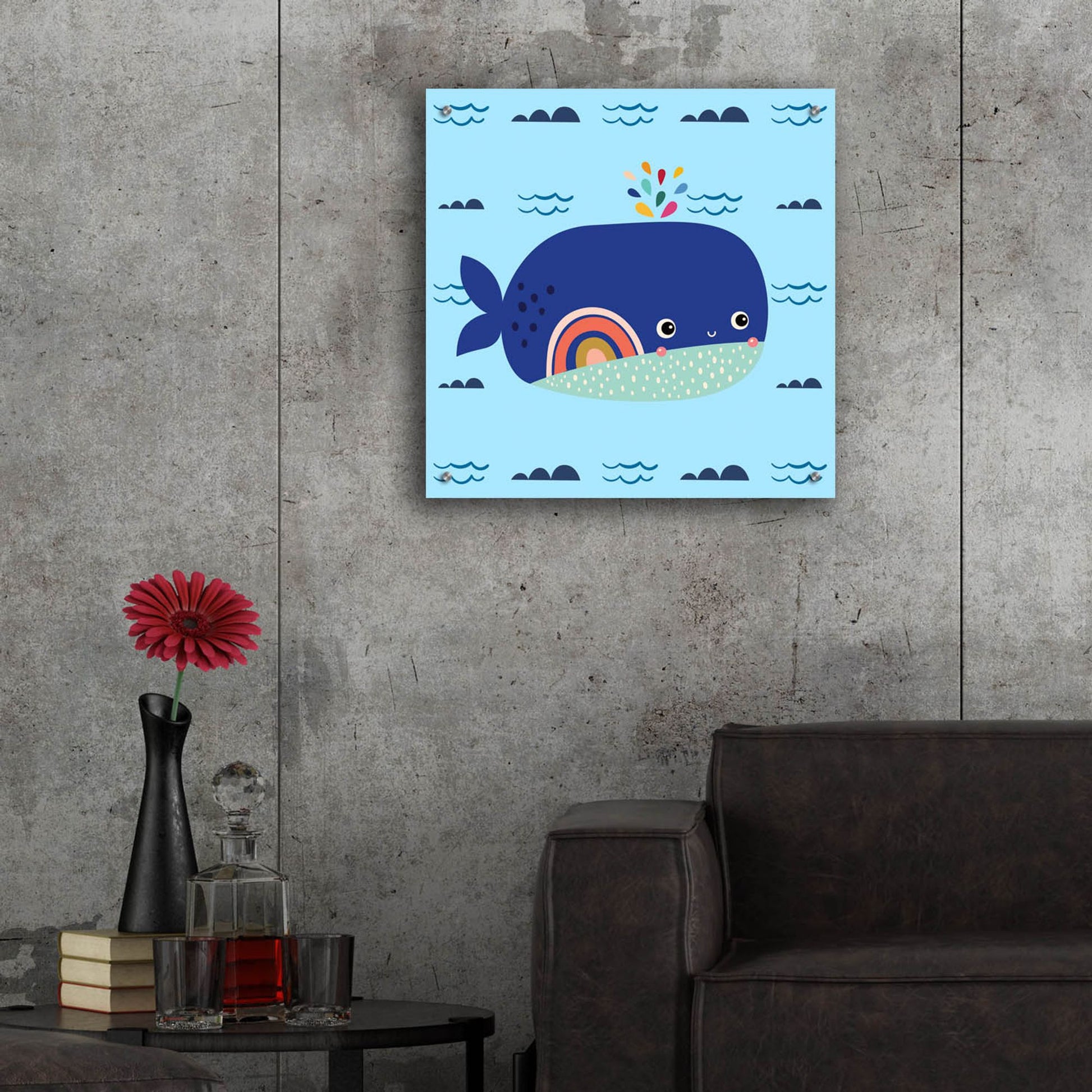 Epic Art 'Cute Whale' by Epic Portfolio, Acrylic Glass Wall Art,24x24