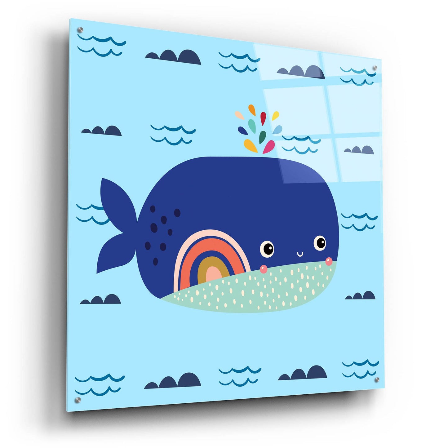 Epic Art 'Cute Whale' by Epic Portfolio, Acrylic Glass Wall Art,36x36