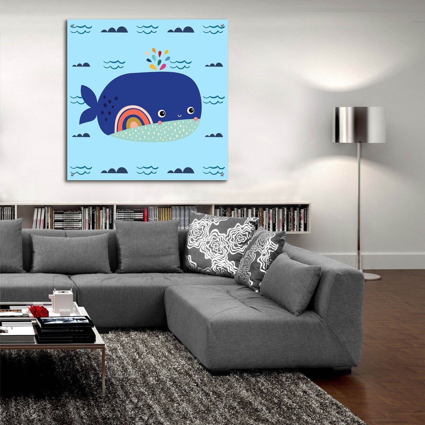 Epic Art 'Cute Whale' by Epic Portfolio, Acrylic Glass Wall Art,36x36