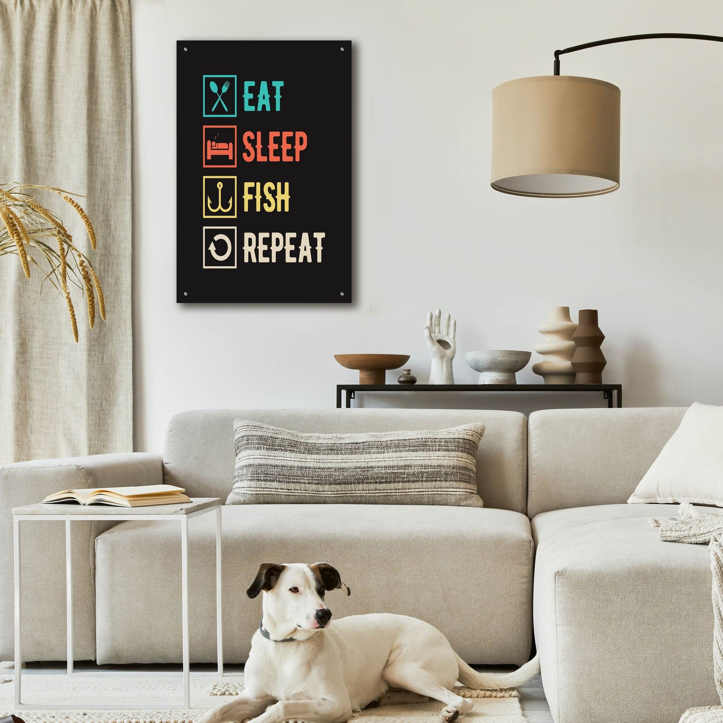 Epic Art 'Eat Sleep Fish Repeat' by Epic Portfolio, Acrylic Glass Wall Art,24x36